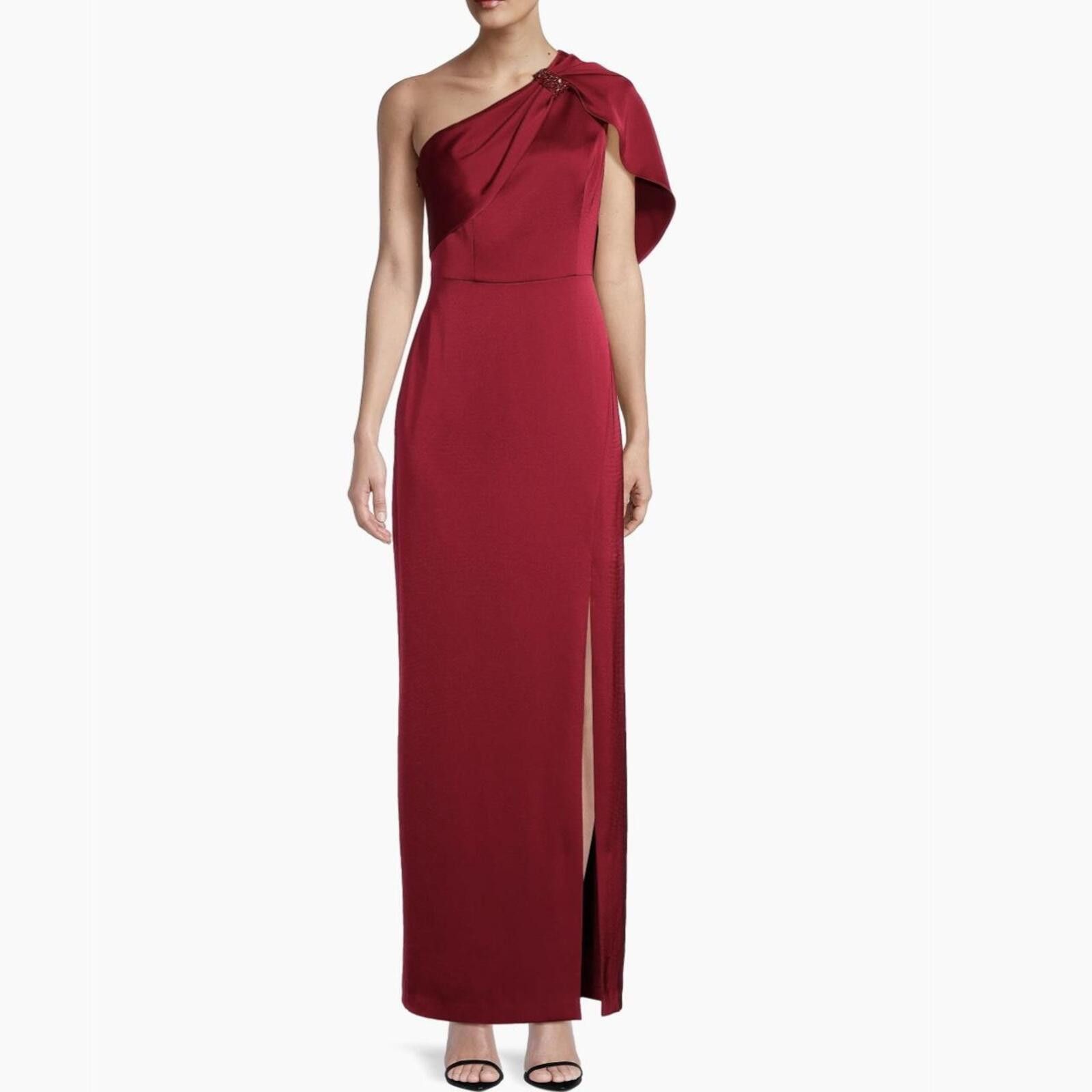 Other Aidan Mattox - Satin One-Shoulder Column Gown Size S / US 4 / IT 40 - 1 Thumbnail