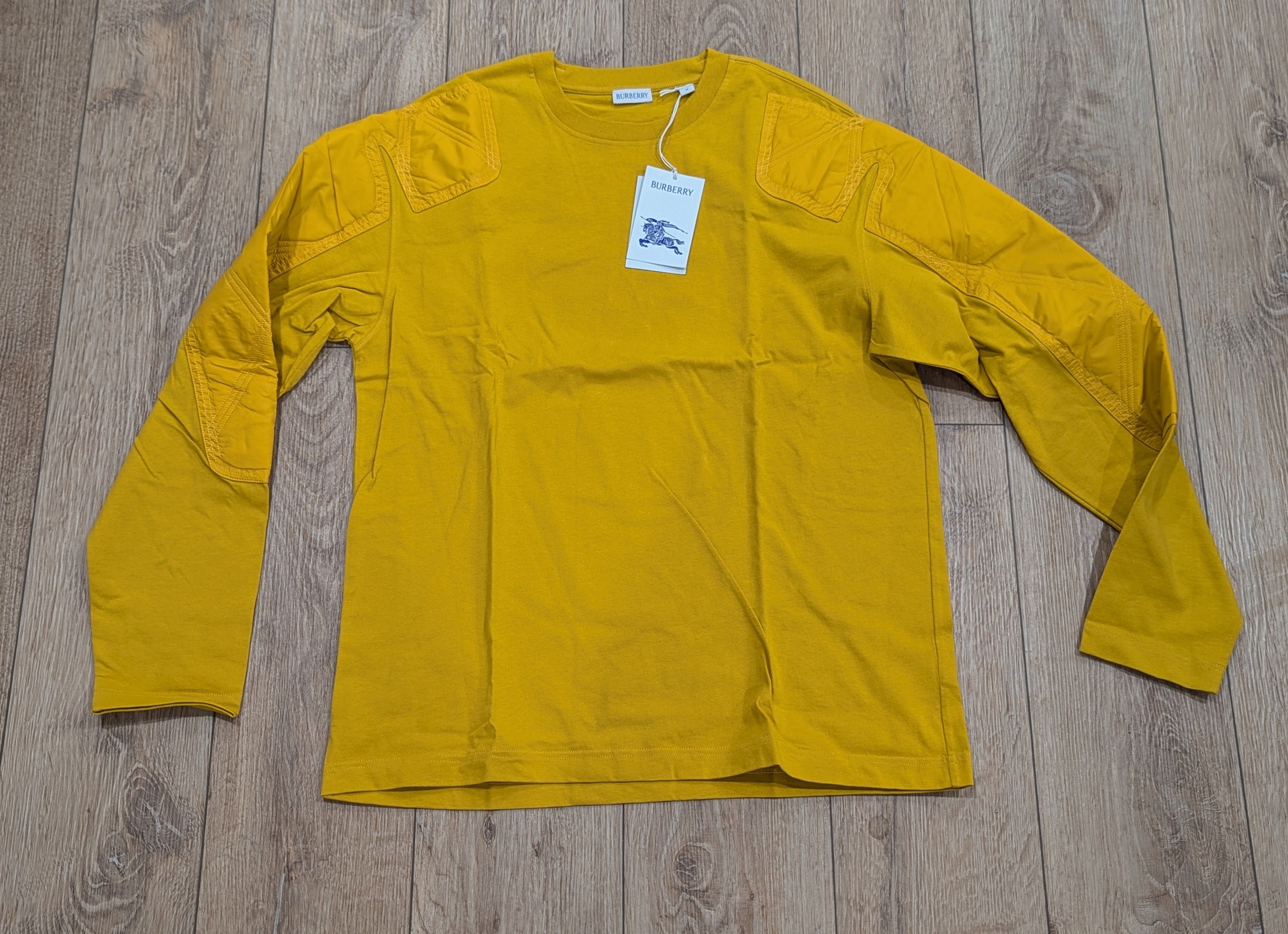 Burberry Burberry Paneled Fine Knit Cotton T-Shirt Jumper Gold Medium Size US M / EU 48-50 / 2 - 1 Thumbnail