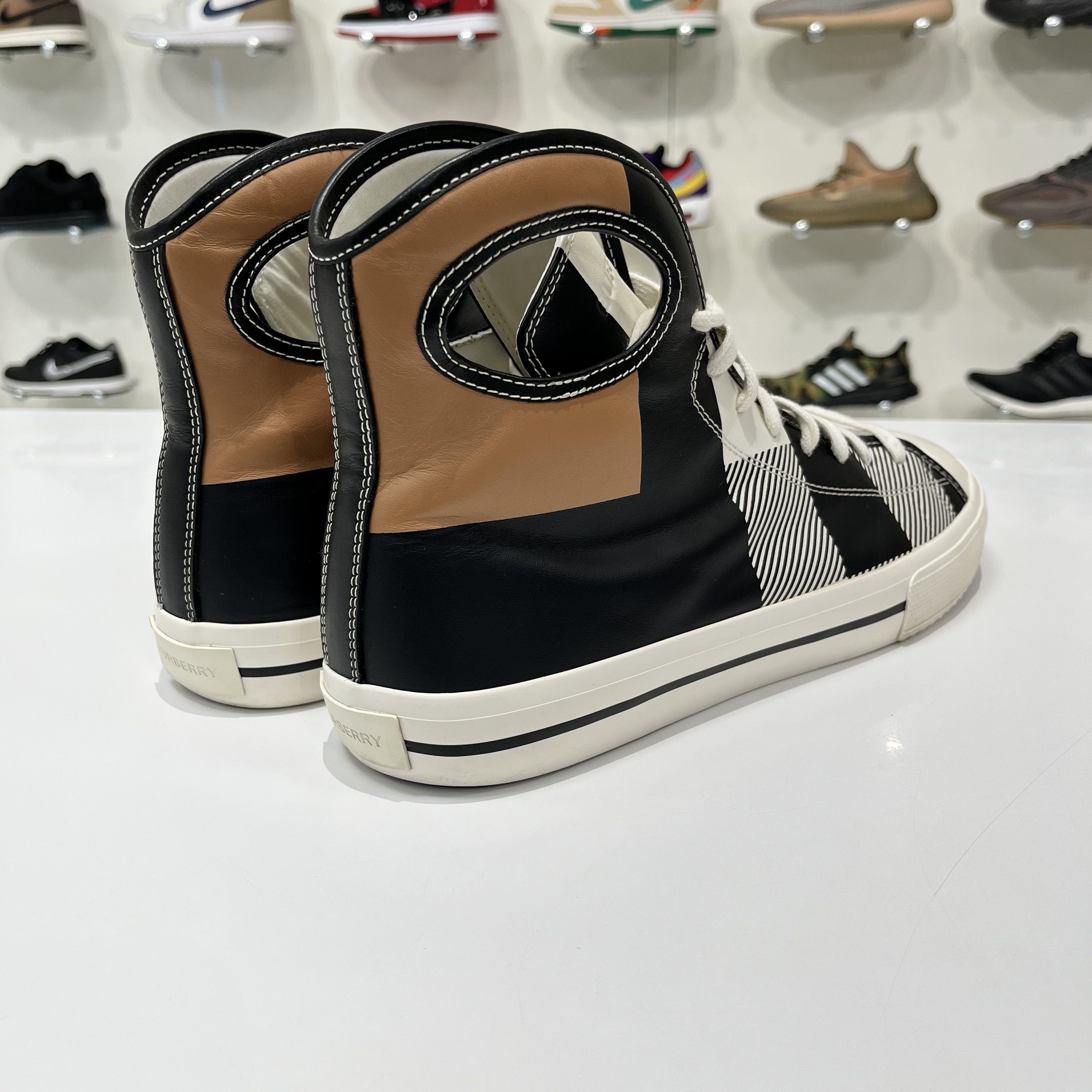Burberry Burberry Larkhall High-Top Sneakers Check Print Leather Size US 12.5 / EU 45-46 - 6 Thumbnail