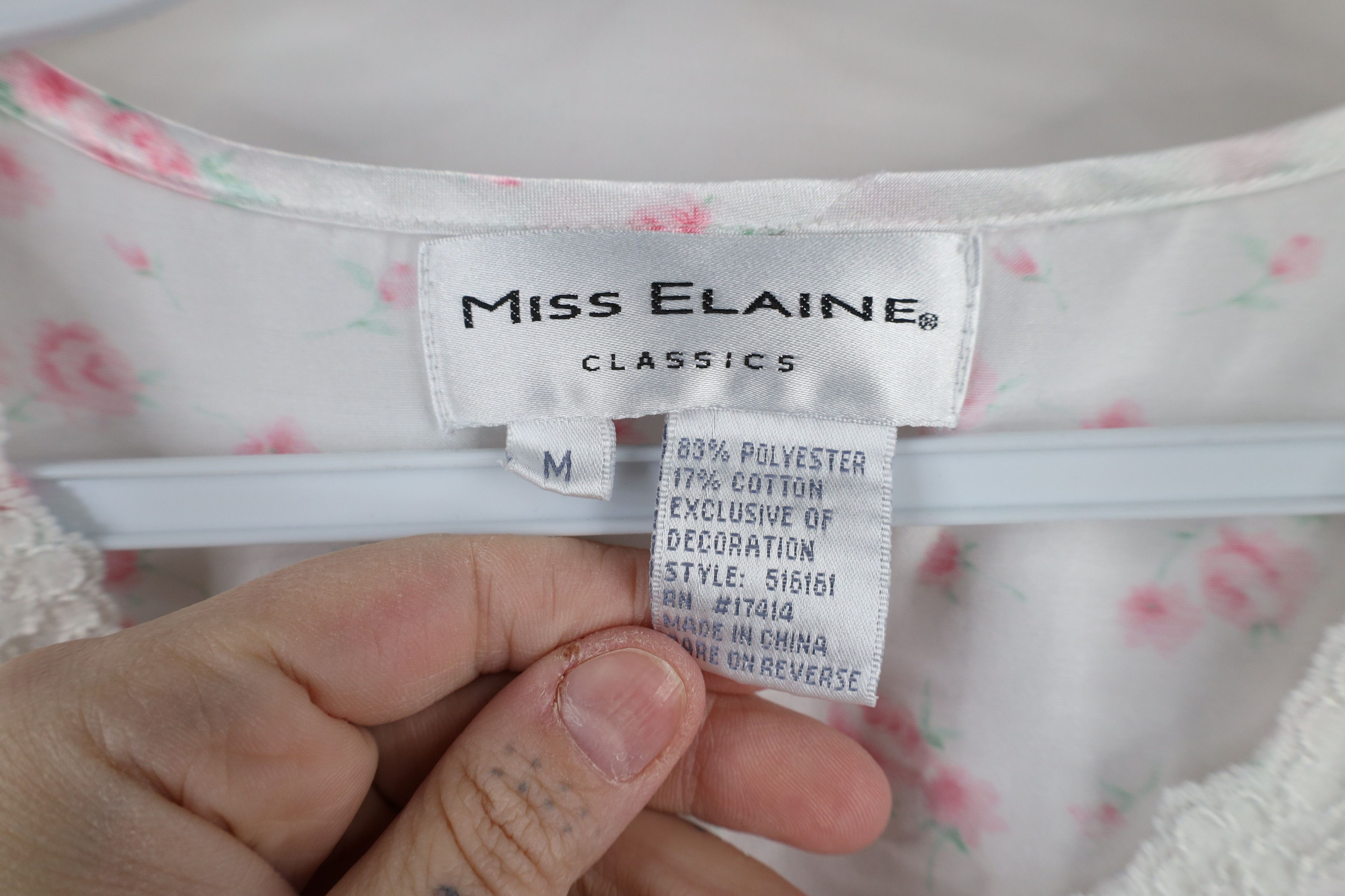 Vintage Vintage 90s Miss Elaine Lace Flower Night Gown Sleep Size M / US 6-8 / IT 42-44 - 11 Thumbnail