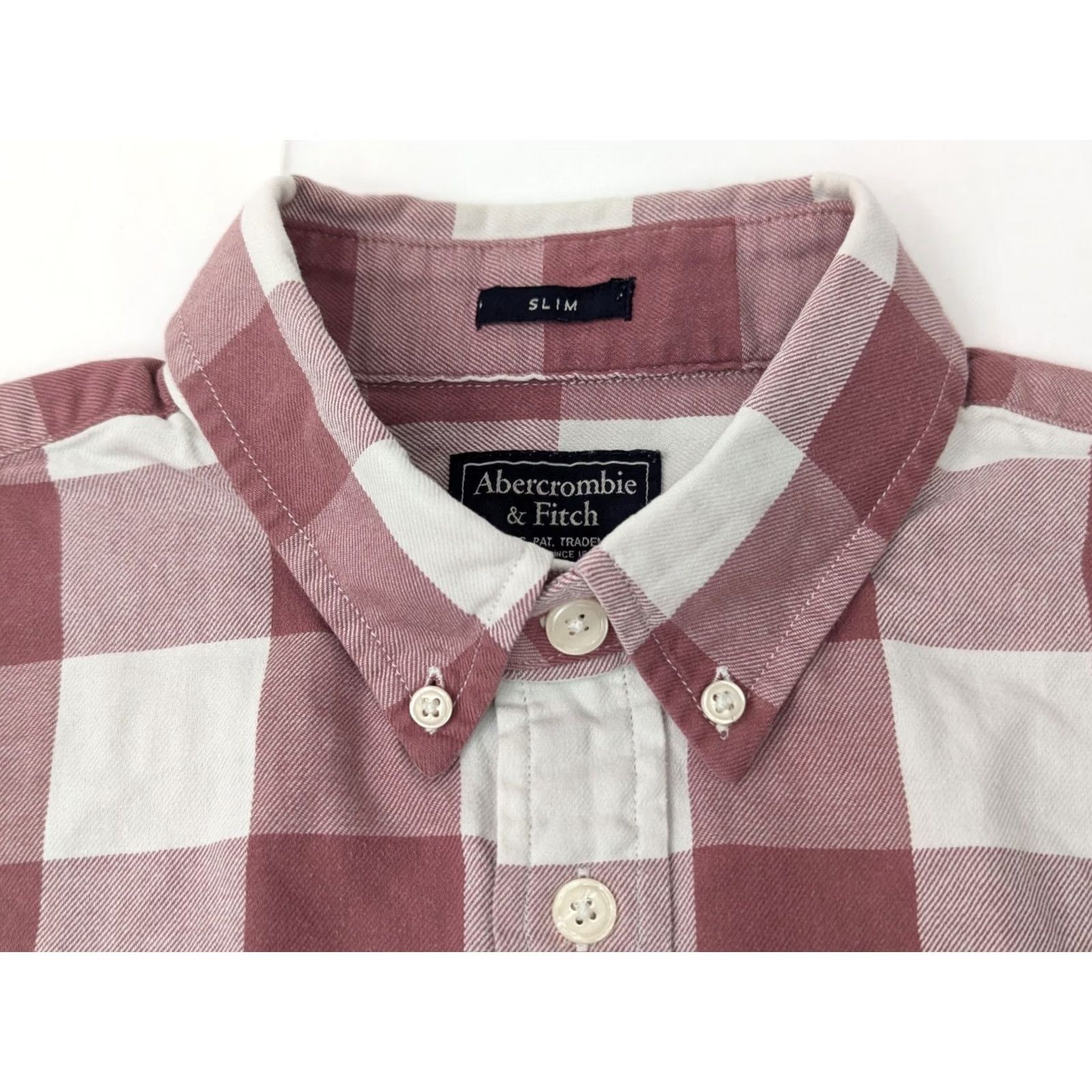Abercrombie & Fitch Abercrombie & Fitch Slim Fit Plaid Check Flannel Shirt Men's Red S Button-Down, Cotton, Long Sleeve, Pocket, Slim Size US S / EU 44-46 / 1 - 4 Thumbnail