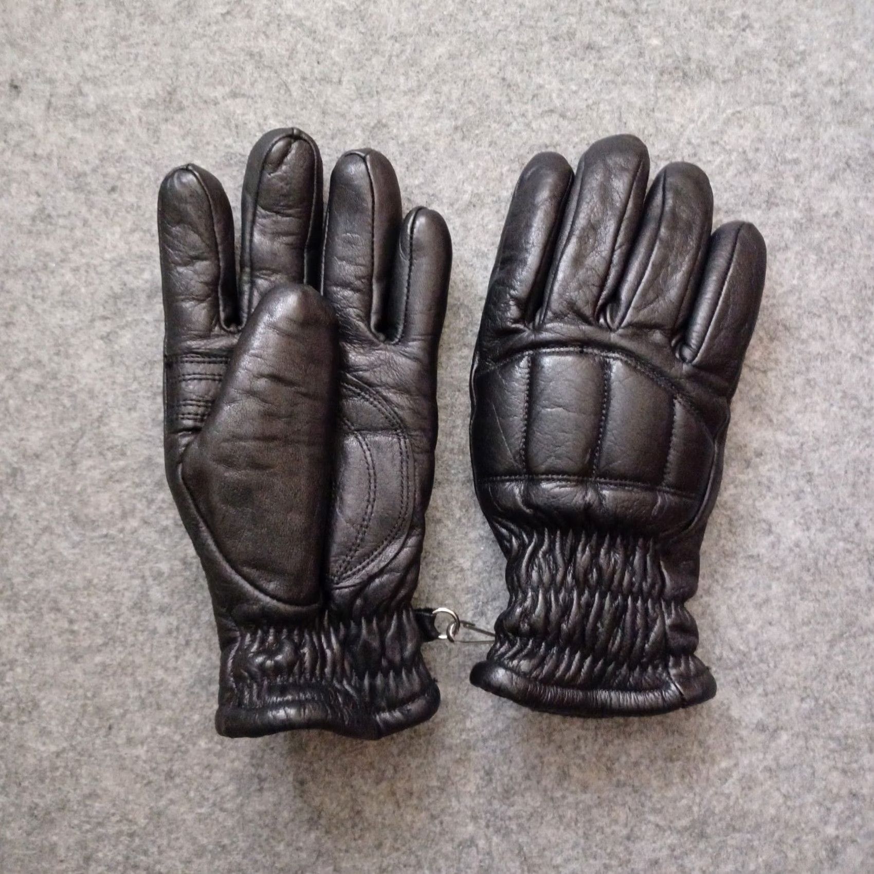 Vintage Leather Gloves Womens S Black Wool Sherpa Lined Puffer Ski Motorcycle Ladies Size ONE SIZE - 5 Thumbnail