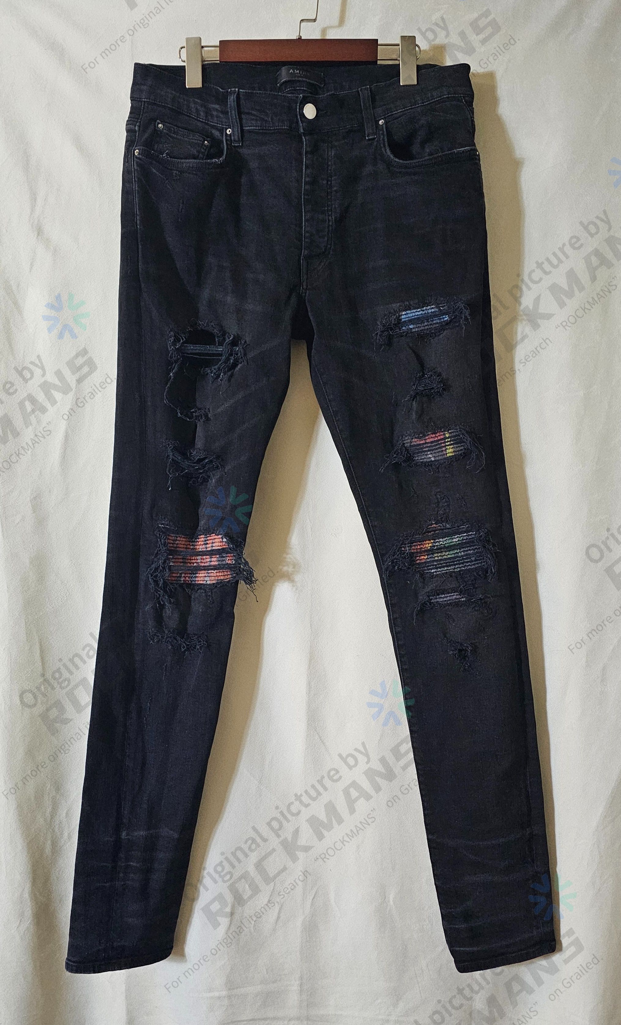 Amiri Amiri MX1 Animation Patch Jeans Aged Black Size 34 Size US 34 / EU 50 - 1 Thumbnail