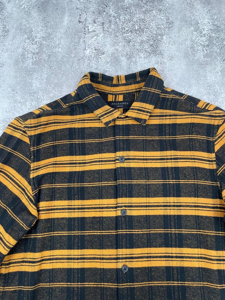 Allsaints AllSaints Men Shirt Black Yellow Check Flannel Long Sleeve Size US M / EU 48-50 / 2 - 2 Thumbnail