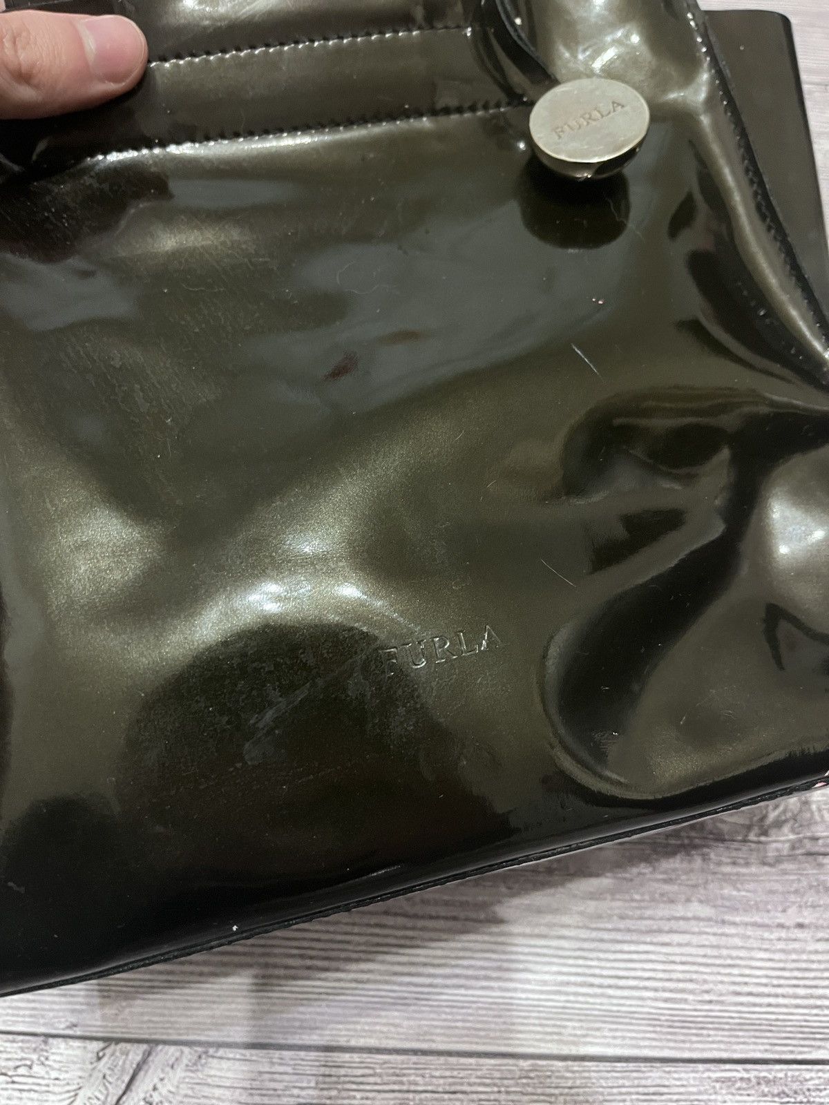 Furla Furla Dark Green Glossy Patent Mini Tote Bag Size ONE SIZE - 2 Thumbnail