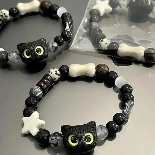 Jewelry Natural stone black cat bracelet Size ONE SIZE - 3 Thumbnail