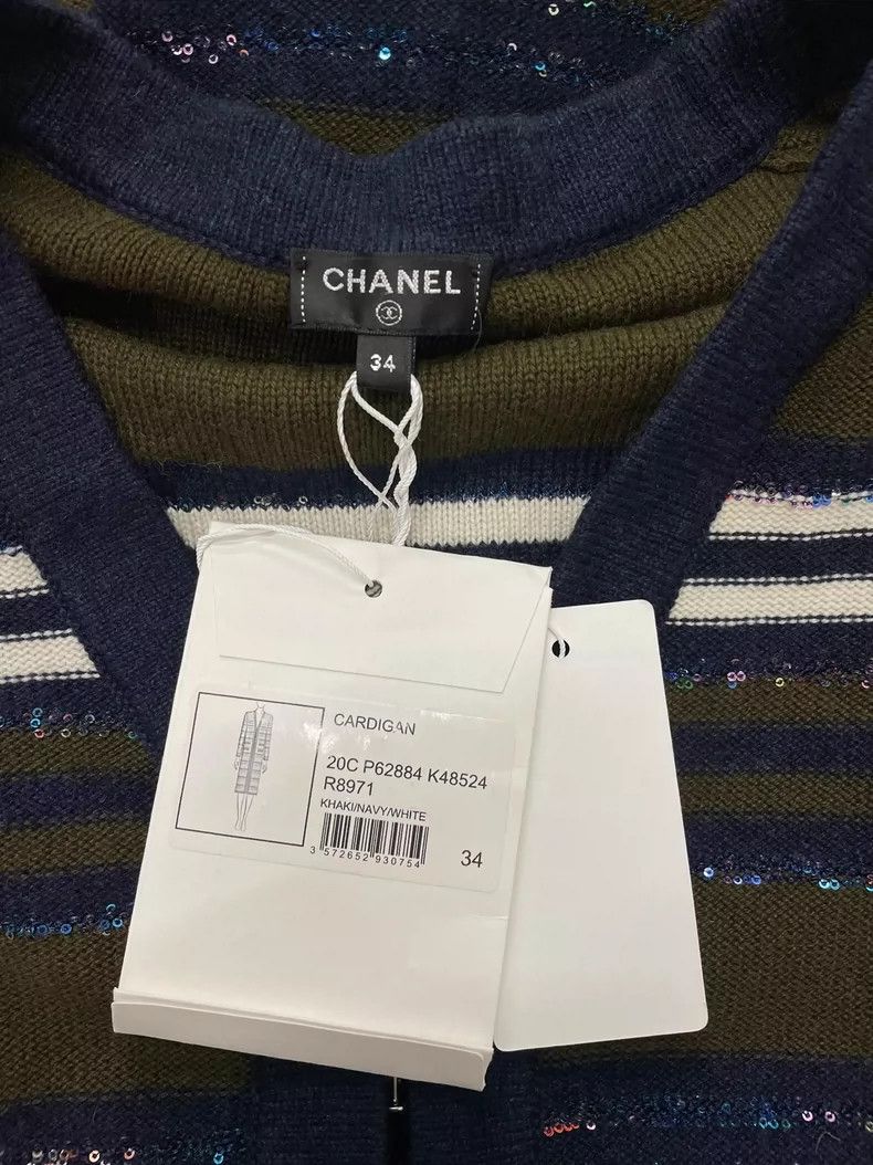 Chanel Chanel Striped sequin long knitted cardigan coat Size XXS / US 00 / IT 34 - 4 Thumbnail