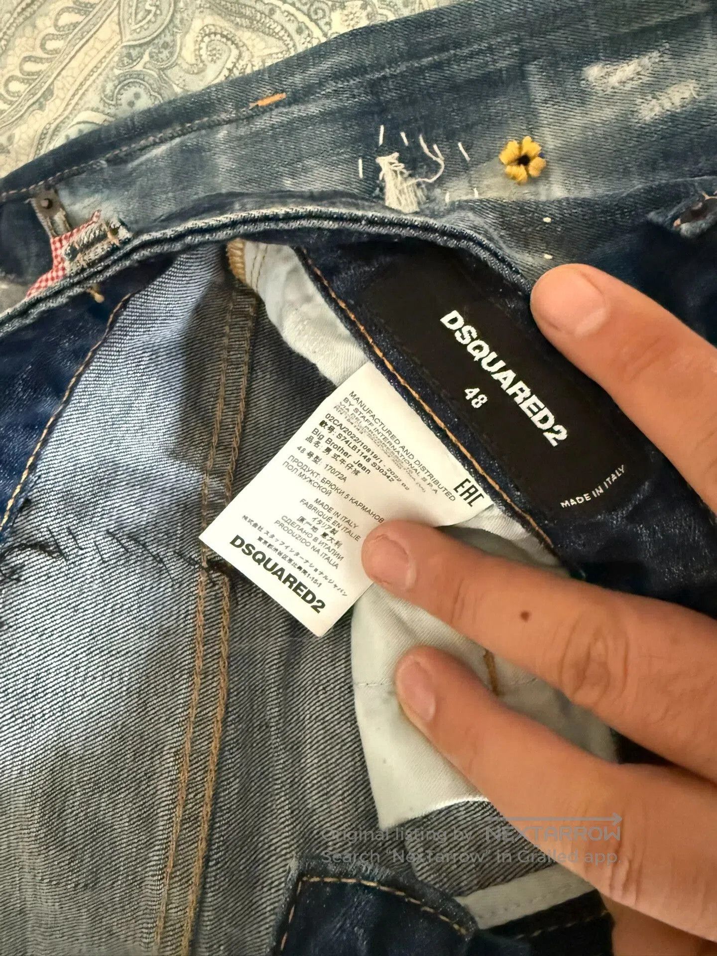 Dsquared2 Kogin Pants with Floral Stitching in Blue. Size US 34 / EU 50 - 8 Thumbnail
