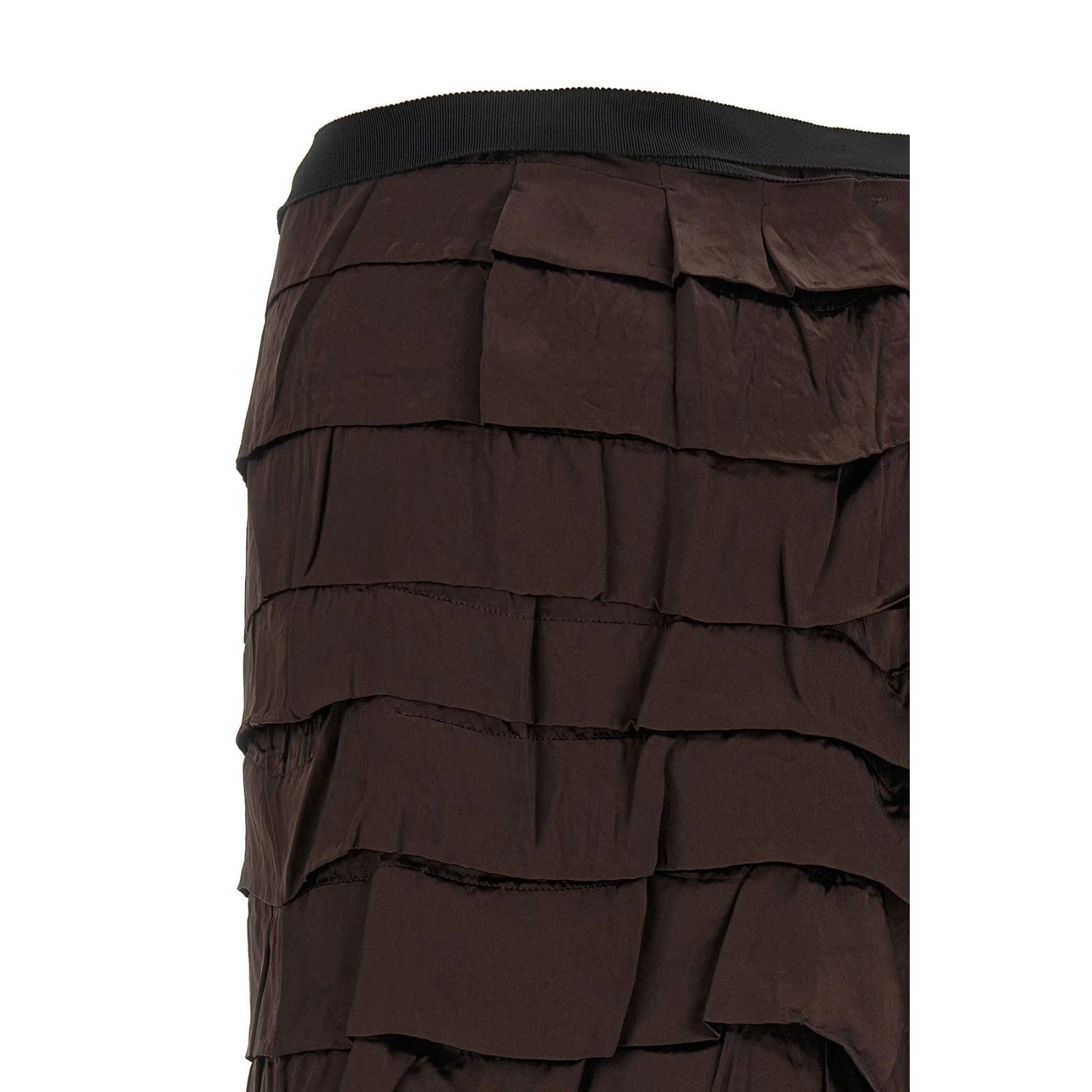 Prada PRADA Patchwork Brown Silk Skirt New And Authentic (Women's Size 28" / US 6 / IT 42 - 4 Thumbnail