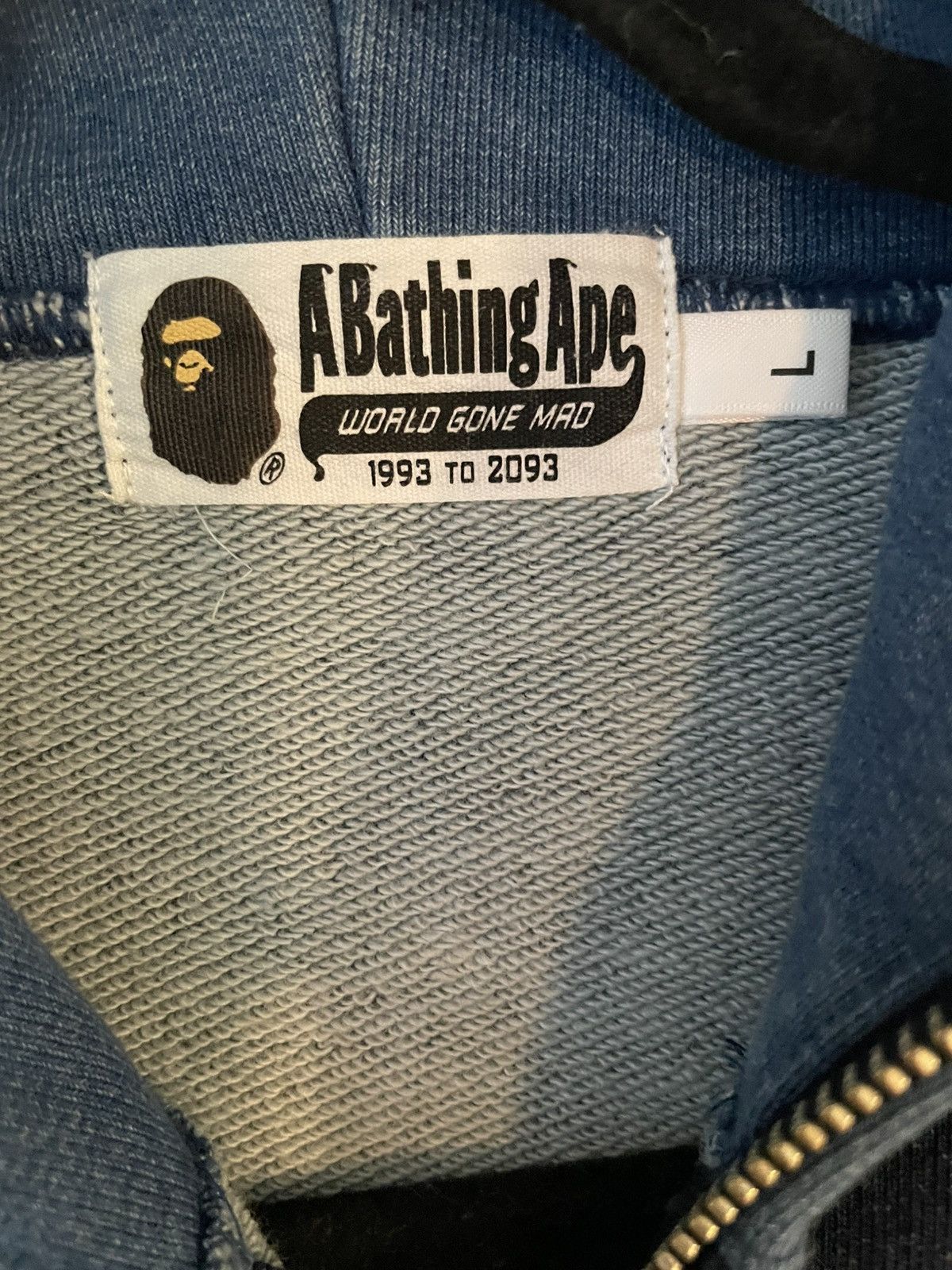 Bape BAPE (A Bathing Ape) Indigo Tiger Shark Full Zip Hoodie Size US L / EU 52-54 / 3 - 3 Thumbnail