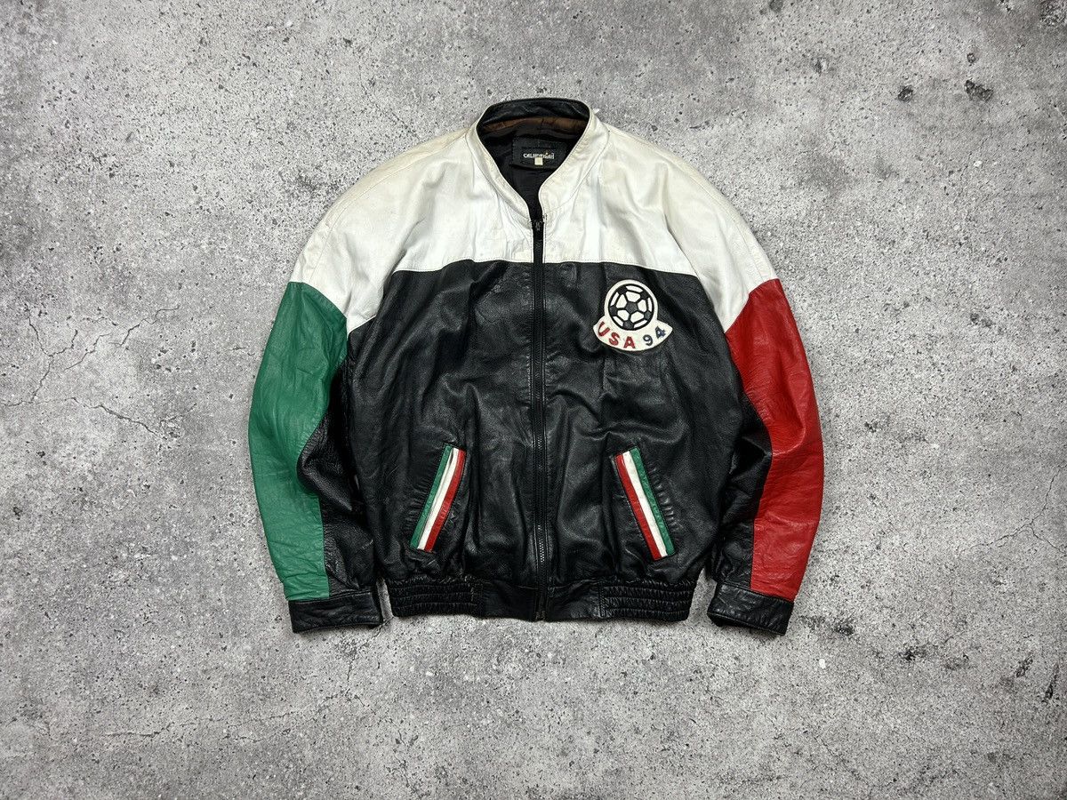 Mexicana × Vintage 1996 Mexico World Cup Usa Leather Jacket Size US L / EU 52-54 / 3 - 10 Thumbnail