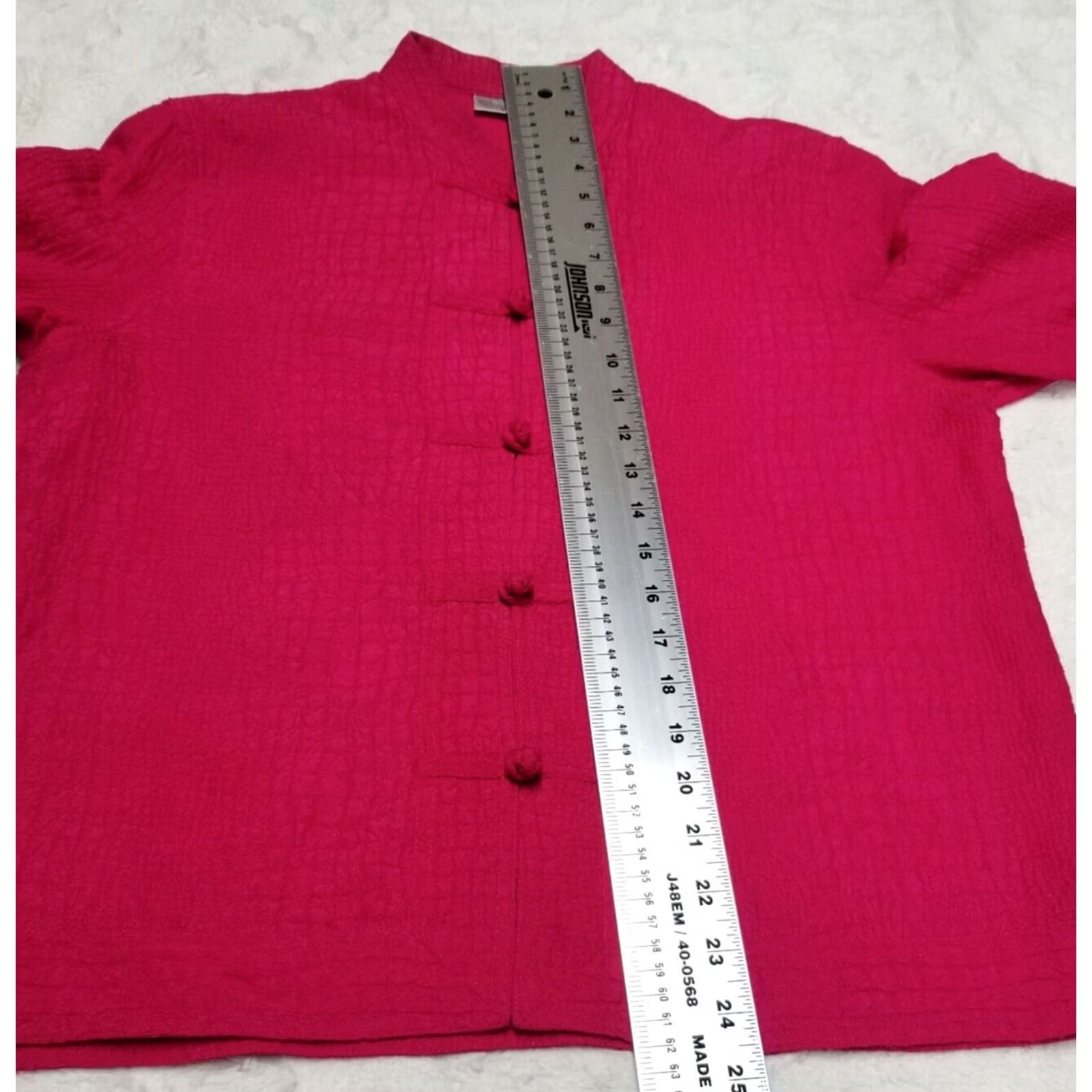 Vintage Chico's Jacket Womens Size 0 Pink 100% Silk Embroidered Crinkle Chinese Blazer Size XS / US 0-2 / IT 36-38 - 4 Thumbnail