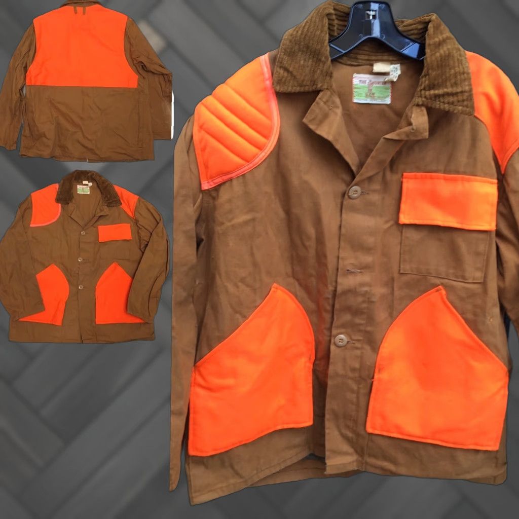 Hunter VINTAGE The Hunter Hunting Jacket Water Repellent Size 44 Brown Fluorescent Orange Jacket Hunters Coat Shirt Mens Size US S / EU 44-46 / 1 - 1 Thumbnail