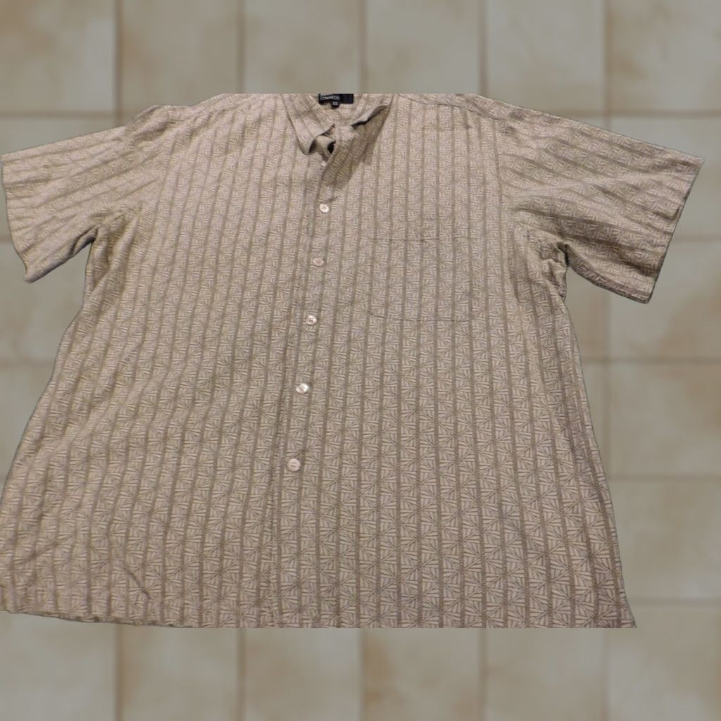 Marcs Marc Edwards Shirt Mens XL beige plaid Button-Down Short Sleeve Collar Size US XL / EU 56 / 4 - 1 Thumbnail