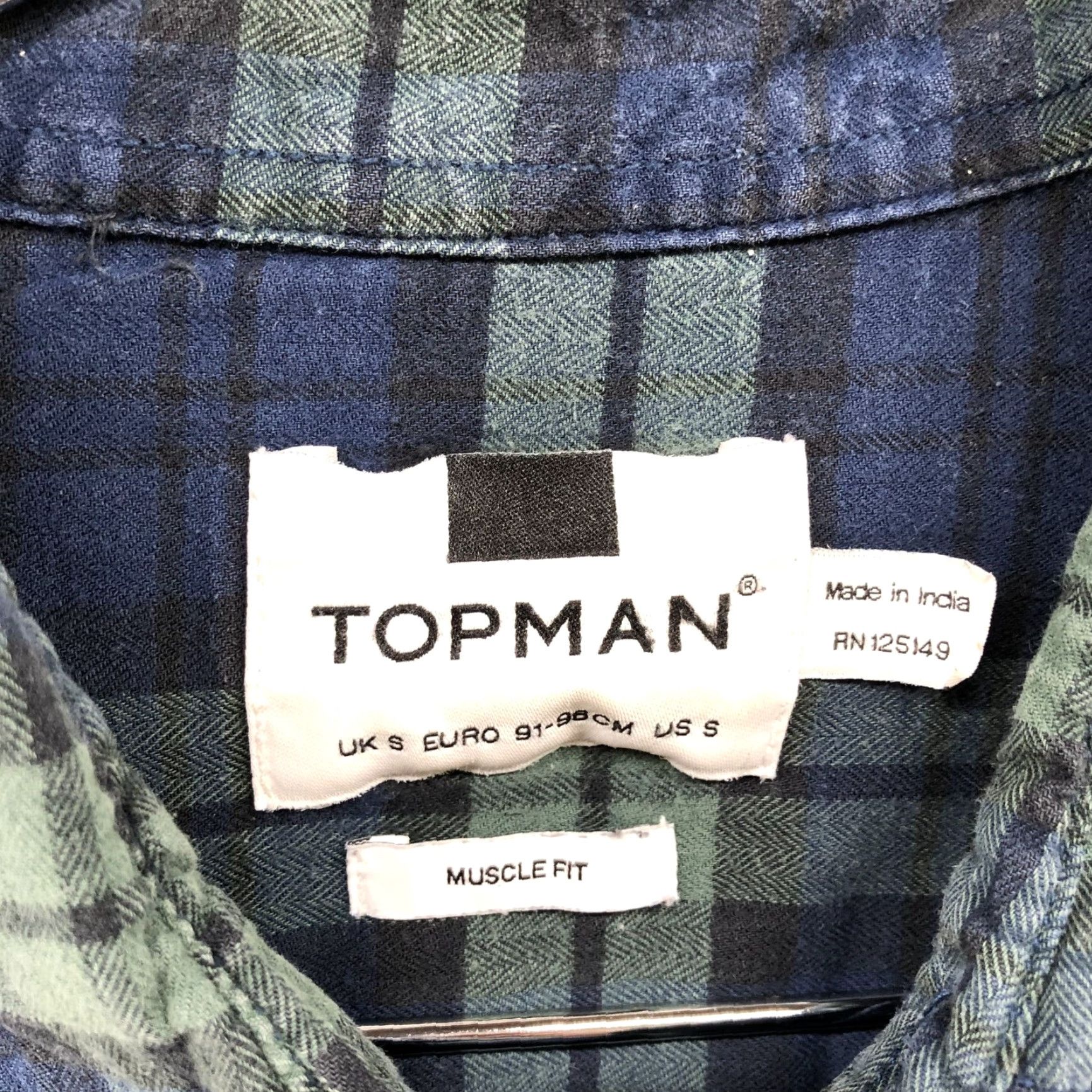 Topman Topman Muscle Fit Flannel Shirt Mens S Blackwatch Plaid Lightweight Long Sleeve Shirt Size US S / EU 44-46 / 1 - 5 Thumbnail