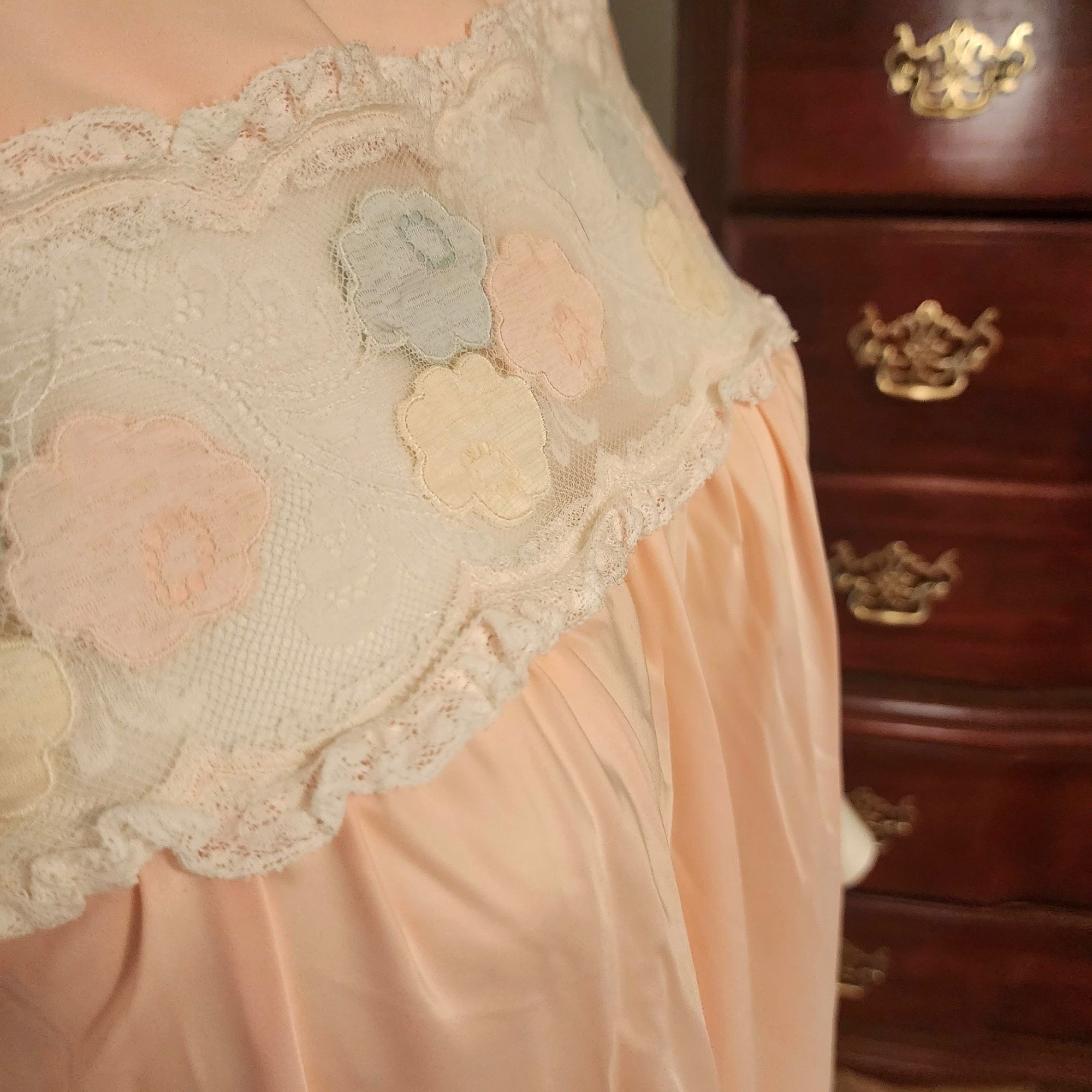 Vintage Christian Dior Nightgown Silk Long Lacy Retro Dress