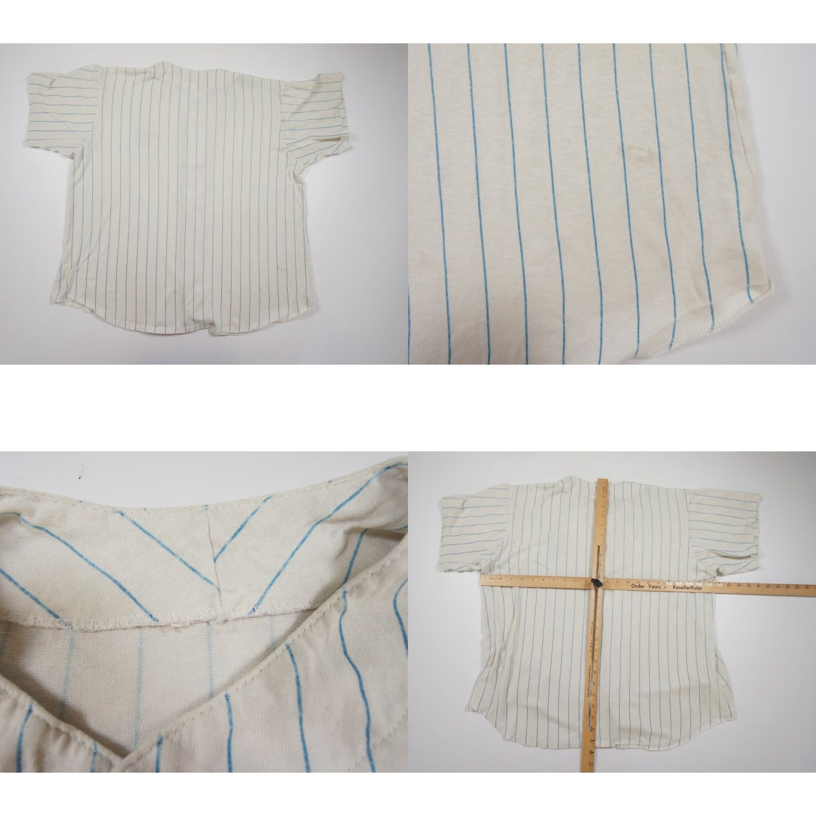 Bones VINTAGE Bad to the Bone Blue Striped Shirt Adult Large 90s Skull Mens Size US L / EU 52-54 / 3 - 8 Thumbnail