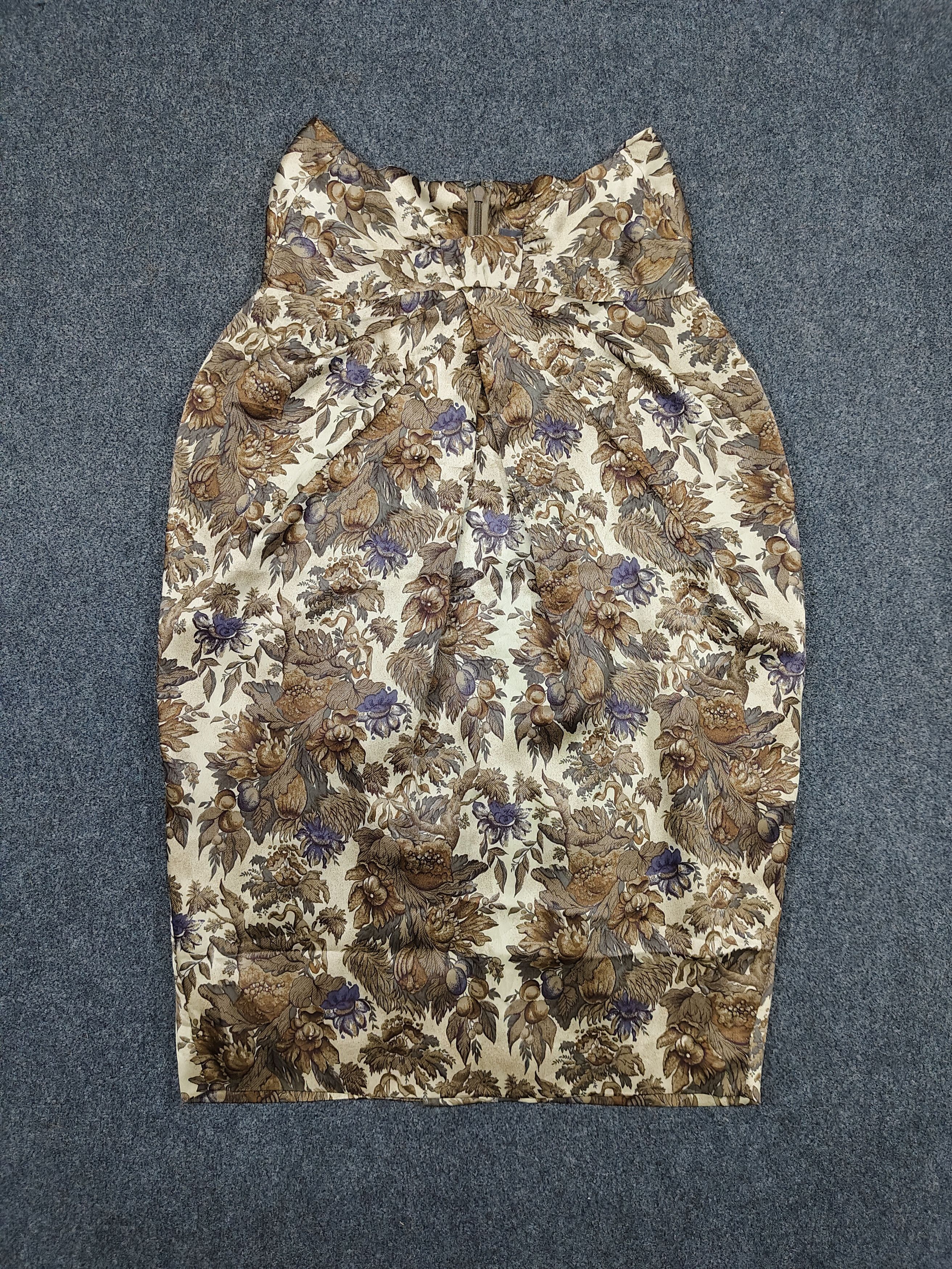 Kansai Yamamoto Kansai 🇯🇵 Baroque Floral Sculpted Balloon Silhouette Silk Size 28" / US 6 / IT 42 - 4 Thumbnail