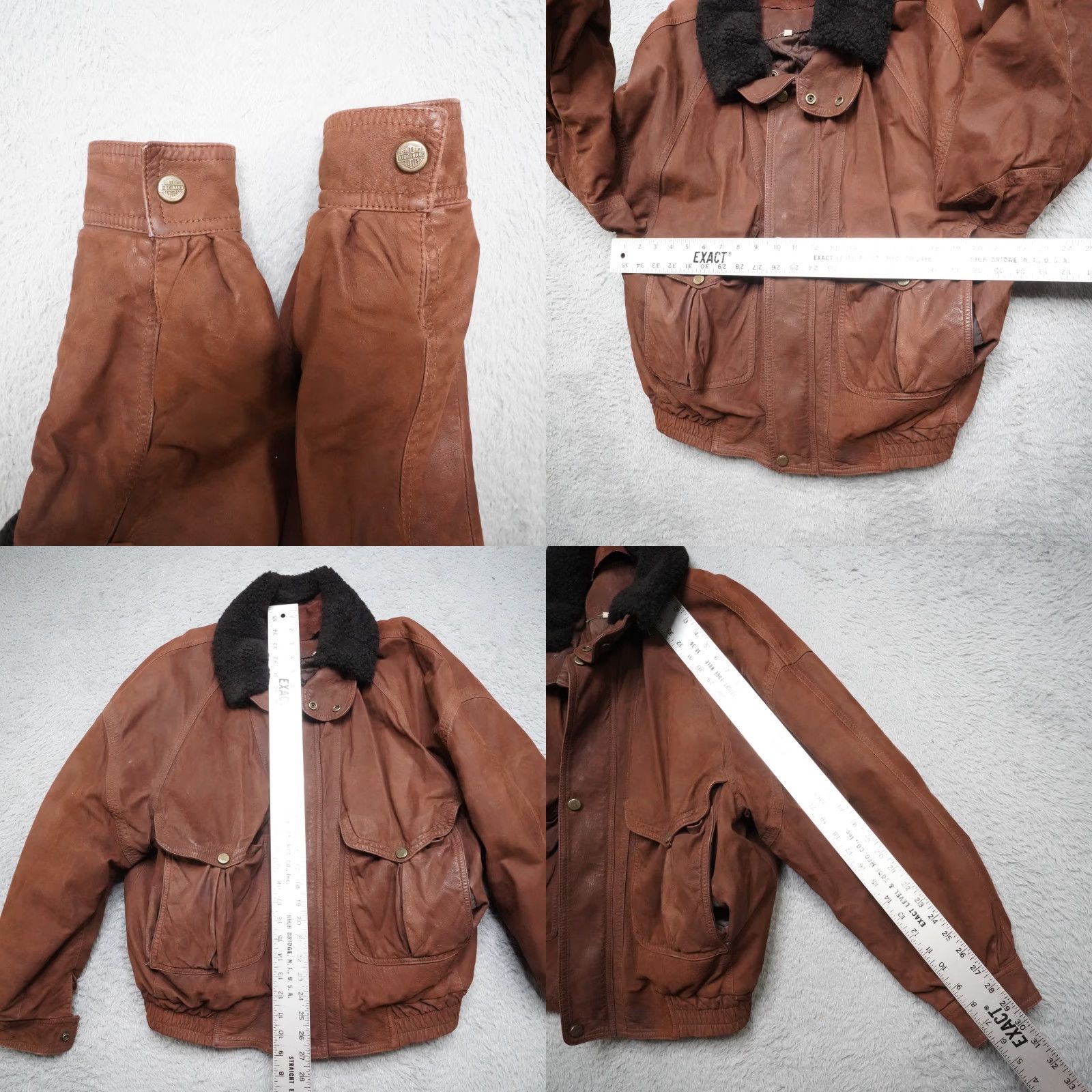 Vintage VINTAGE Flying Wear Bomber Jacket Mens XL Brown Leather Colar Spread Full Zip 90s Retro Motorcycle USA Army Western Rock Jacket Size US XL / EU 56 / 4 - 9 Thumbnail