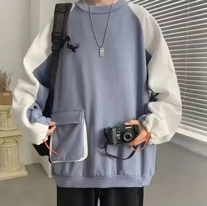 image of Vintage Unisex Cool Front Pocket Sweatshirt Jumper in Mix, Men's (Size Large)