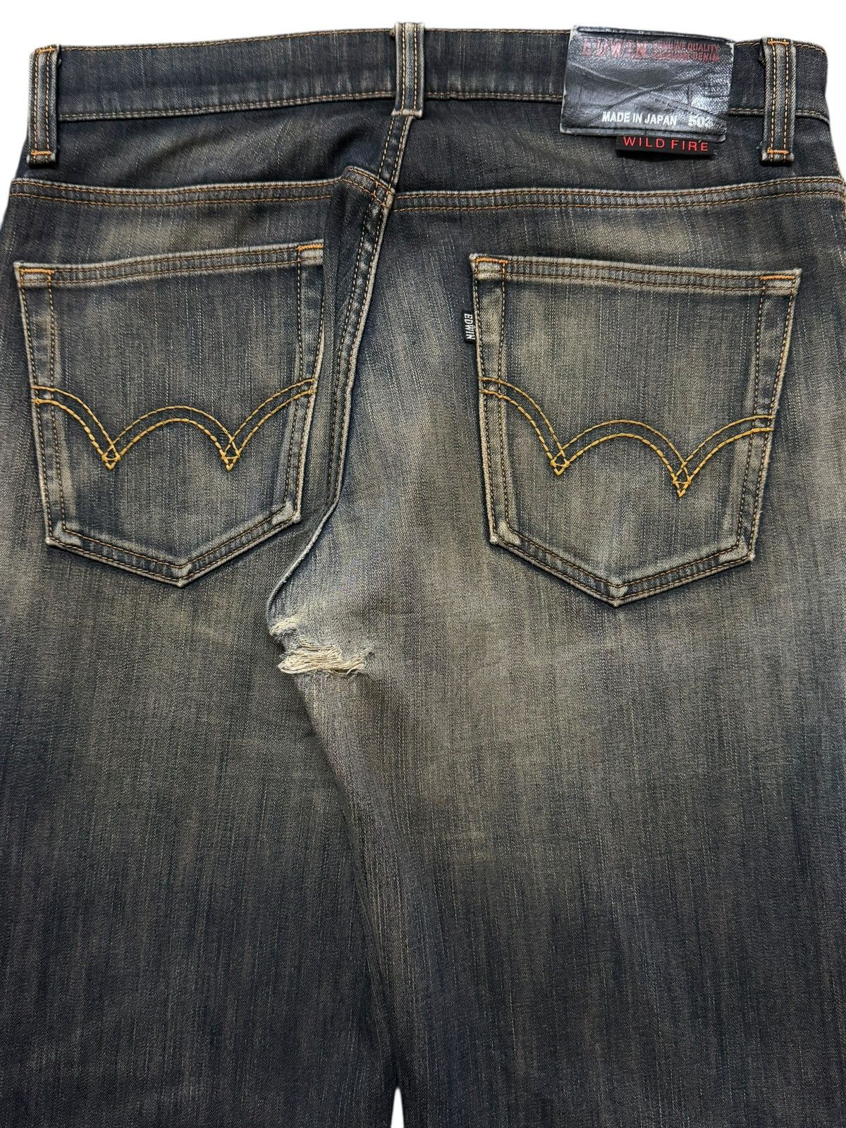 Edwin Vintage 90s Japan Edwin 503 Wild Fire Faded Wash Whiskers Size US 32 / EU 48 - 5 Thumbnail