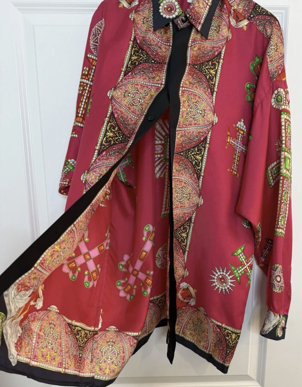 Versace GIANNI VERSACE Silk shirt Le Croci print IT 48 S/S 1992 Size US M / EU 48-50 / 2 - 2 Thumbnail