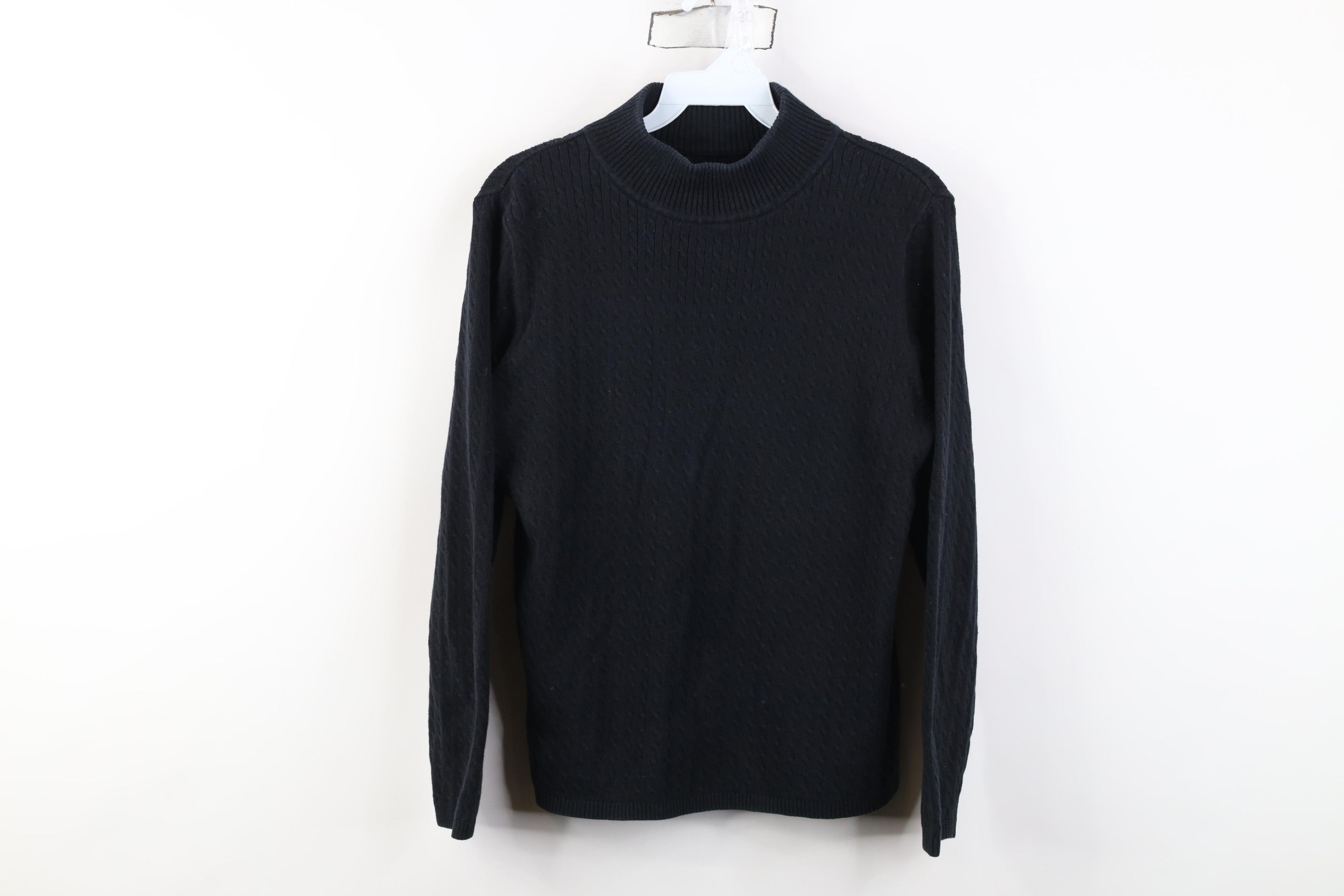 Vintage Vintage 90s Streetwear Cable Knit Mock Neck Sweater Black Size M / US 6-8 / IT 42-44 - 1 Thumbnail