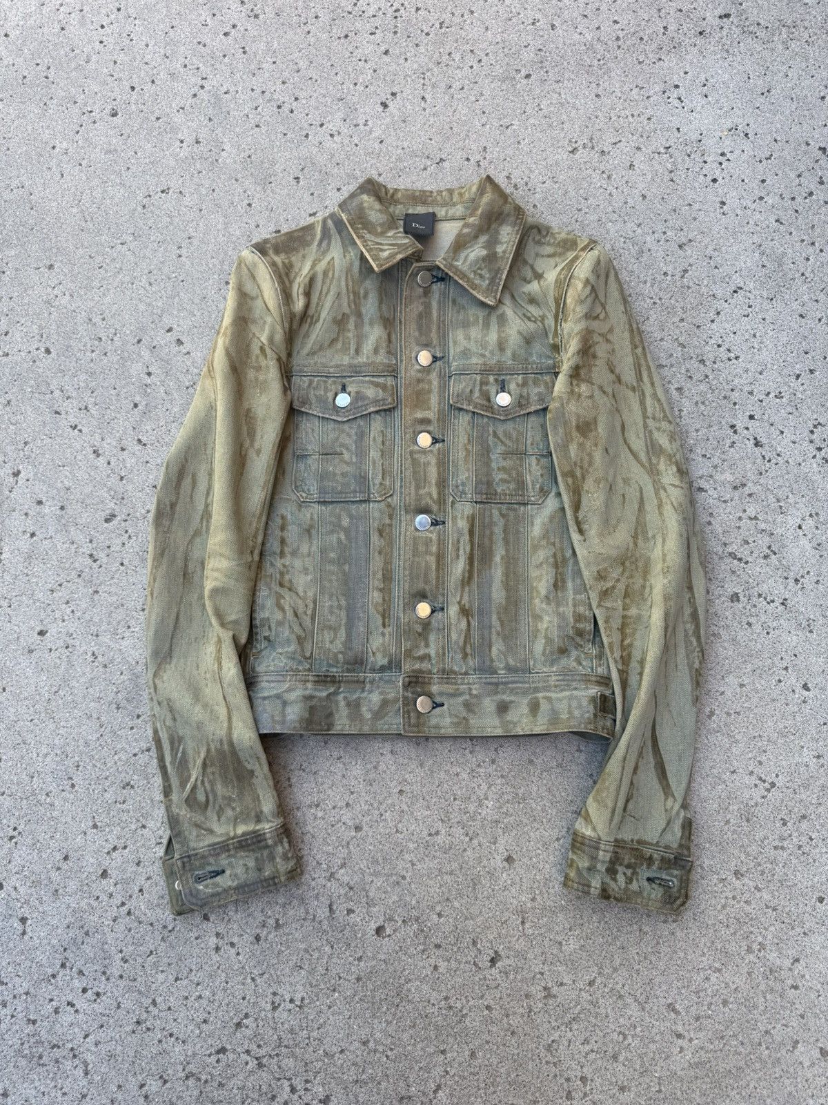 Dior Dior SS04 Hedi Slimane Waxed Bleu Claire Denim Jacket | Grailed