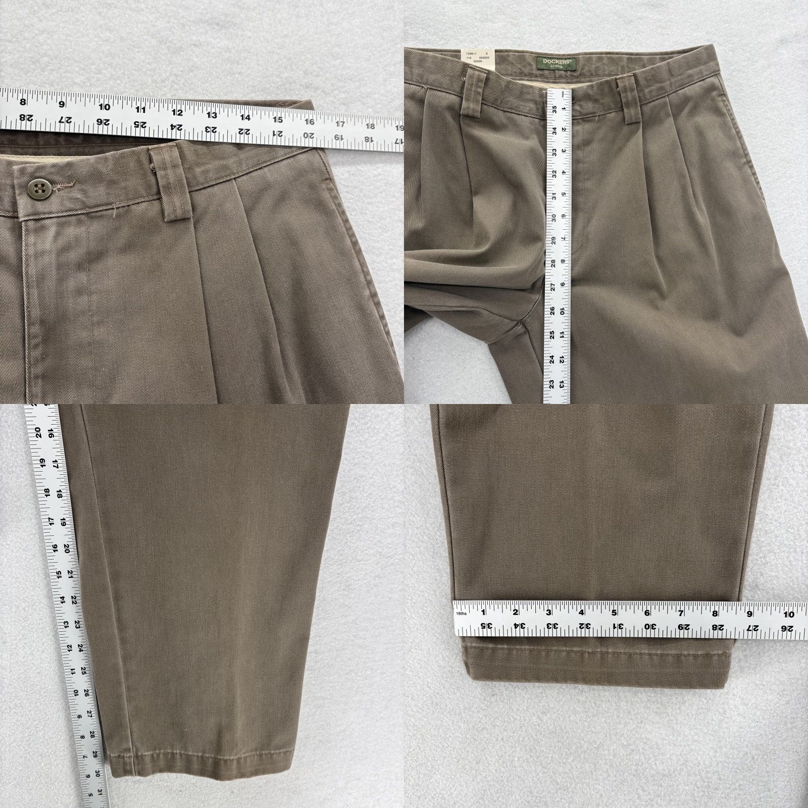 Dockers VINTAGE Dockers Premium Khakis Pants Mens 33x30 Brown Pleated Relaxed No Wrinkle Size US 33 - 8 Thumbnail