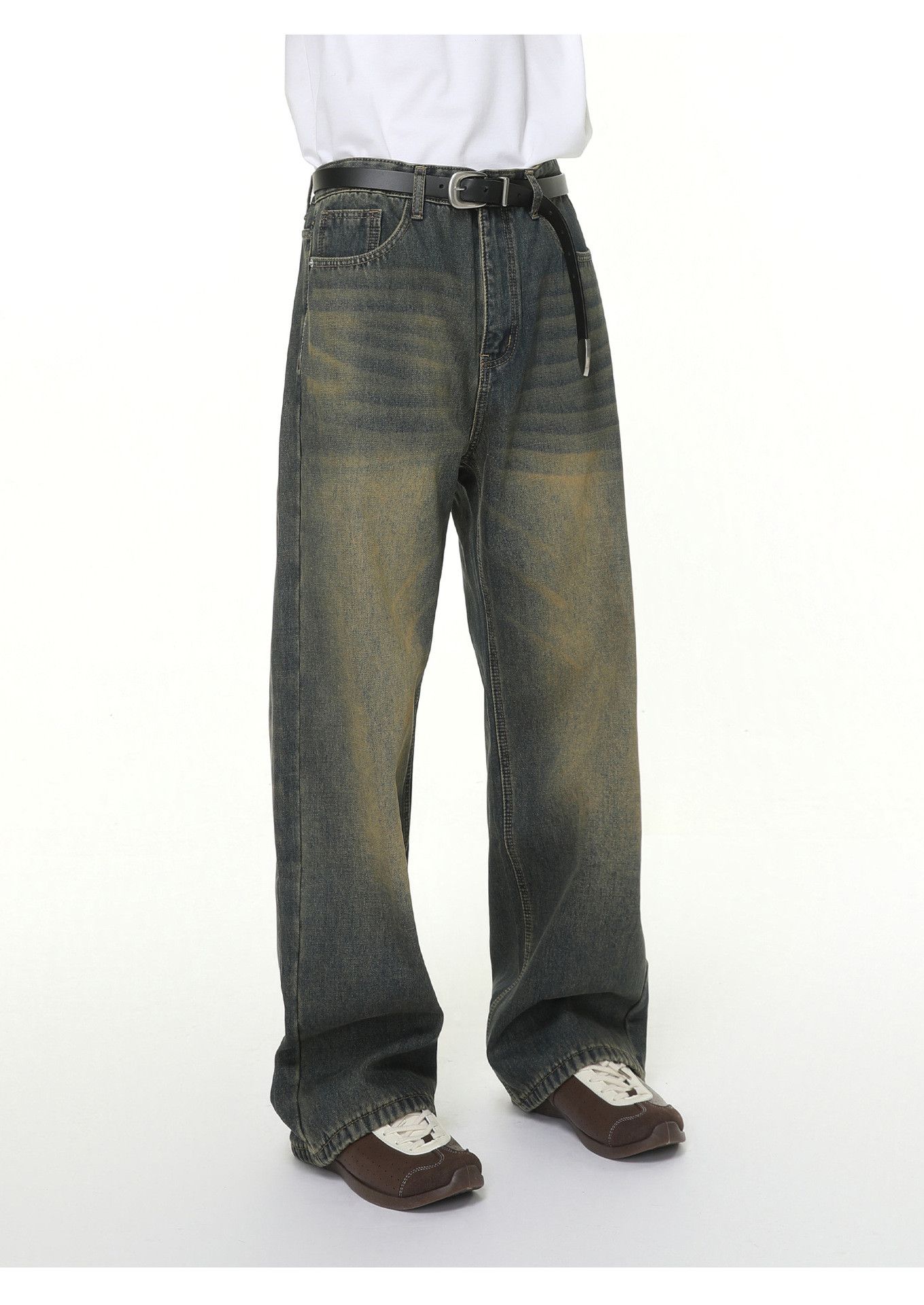 Vintage Washed distressed straight casual versatile jeans Size US 32 / EU 48 - 3 Thumbnail