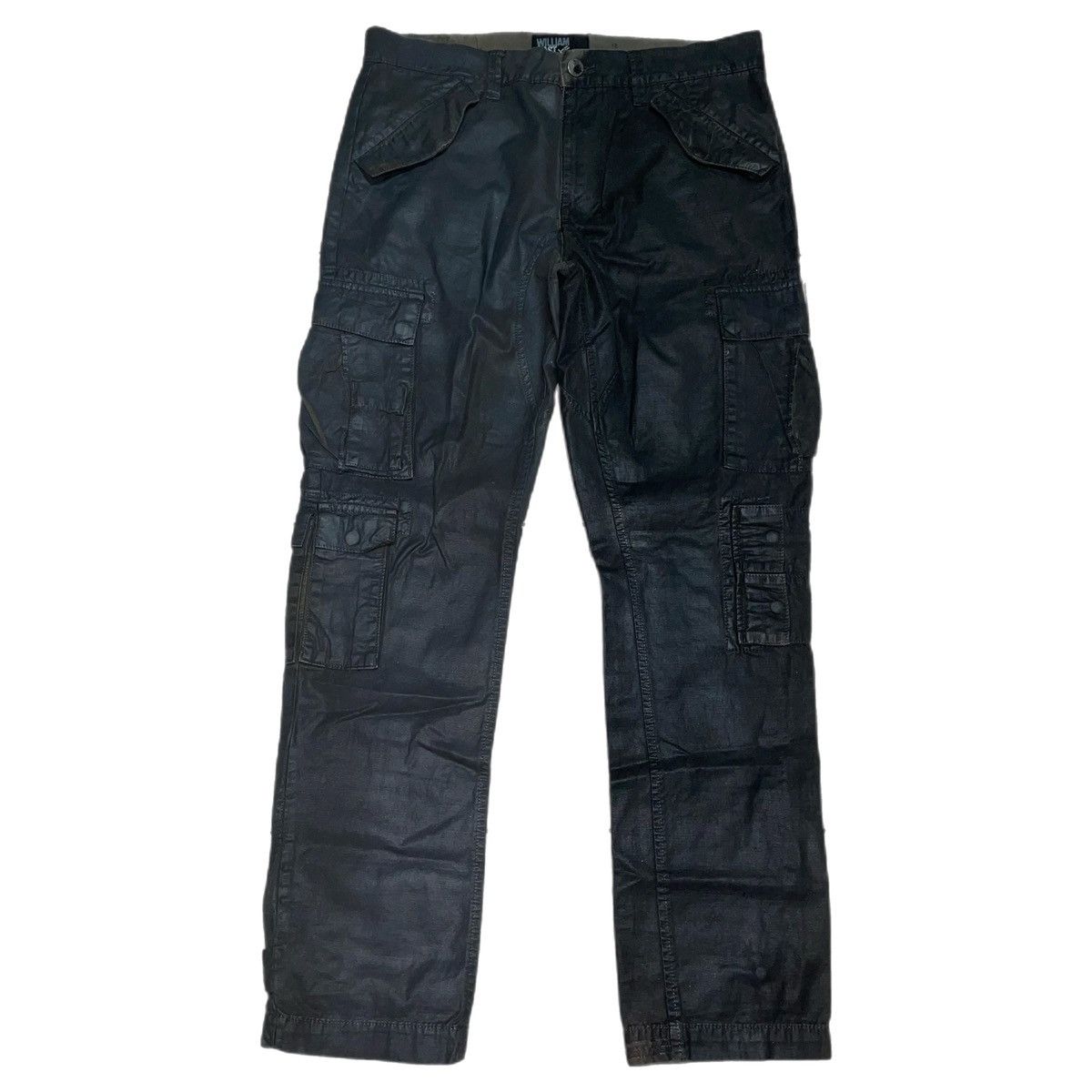 image of William Rast Waxed 11 Pocket Cargo Pants in Black, Men's (Size 36)