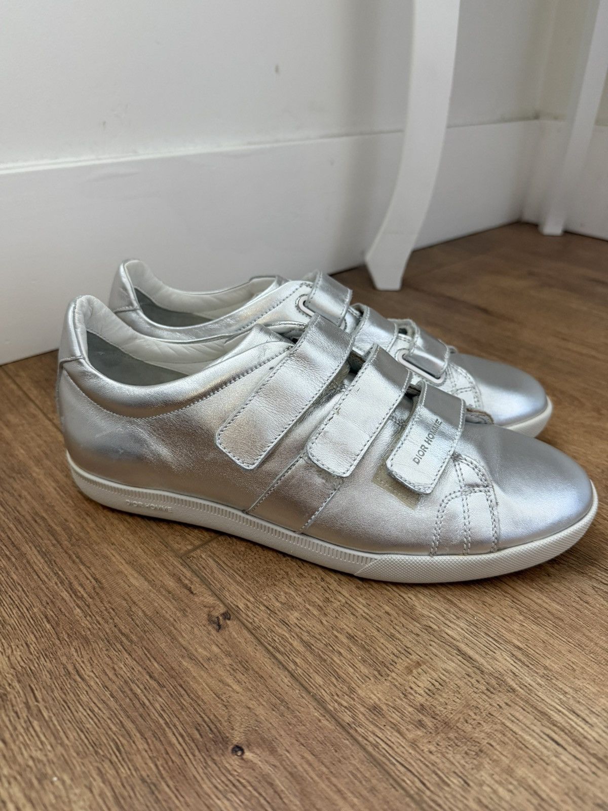 Dior Homme SS07 Silver Goatskin Velcro Sneakers Hedi