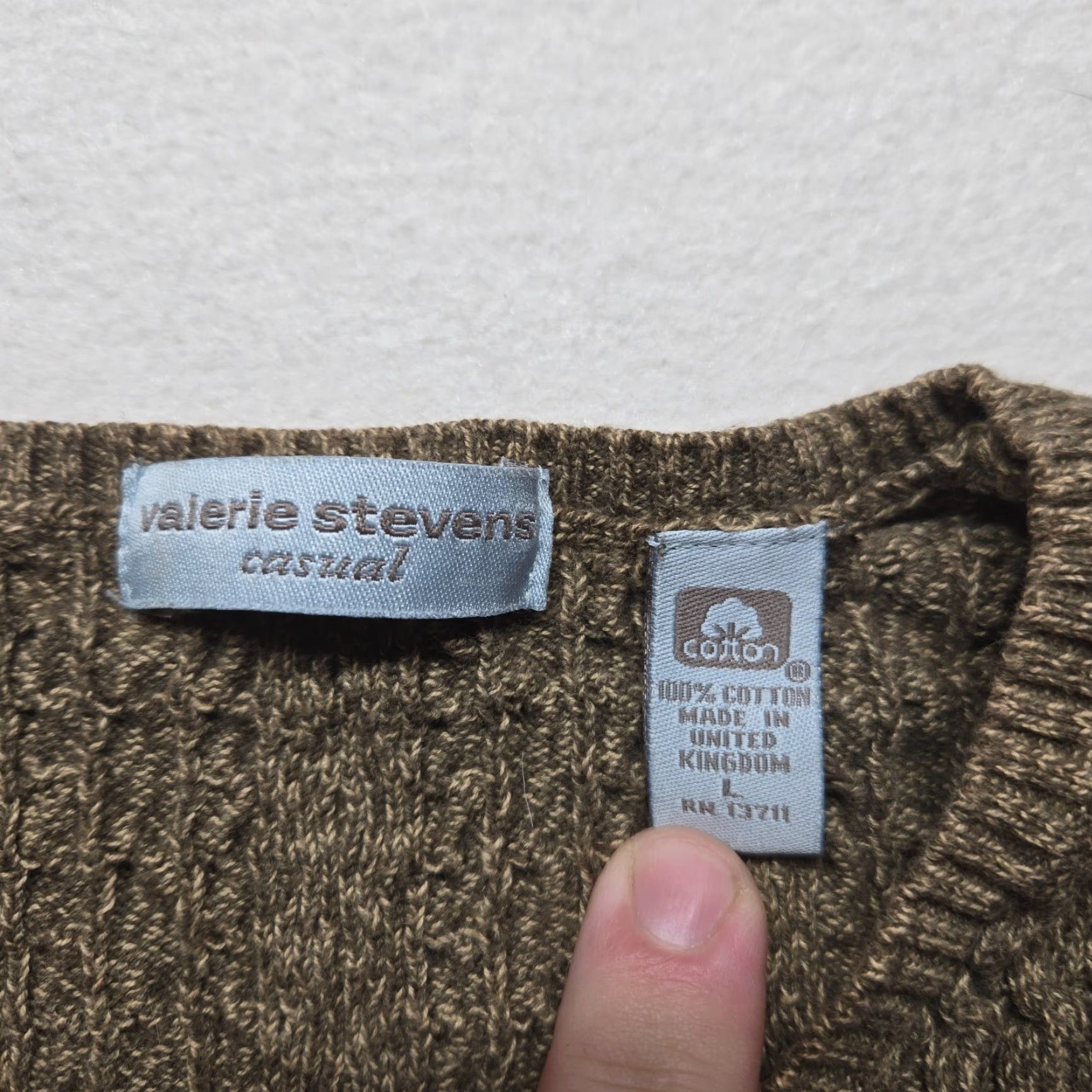 Vintage VINTAGE Valerie Stevens Cable Knit Sweater Pullover Long Sleeve Womens Large Brown Classic Size L / US 10 / IT 46 - 3 Thumbnail