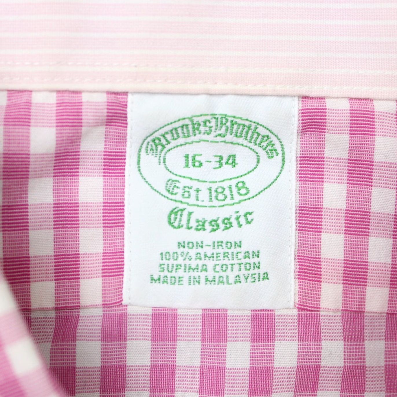 Brooks Brothers Brooks Brothers Shirt Mens 16 34 Pink/White Non-Iron Supima Cotton L/S Dress Shirt Men's Regular Color Pink Pattern Check Modern Classic Size US L / EU 52-54 / 3 - 6 Thumbnail