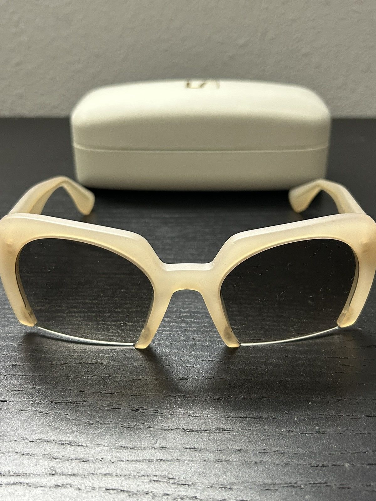 Miu Miu Miu Miu Sand/Green Gradient SMU06Q Rasoir Square Sunglasses Size ONE SIZE - 1 Thumbnail