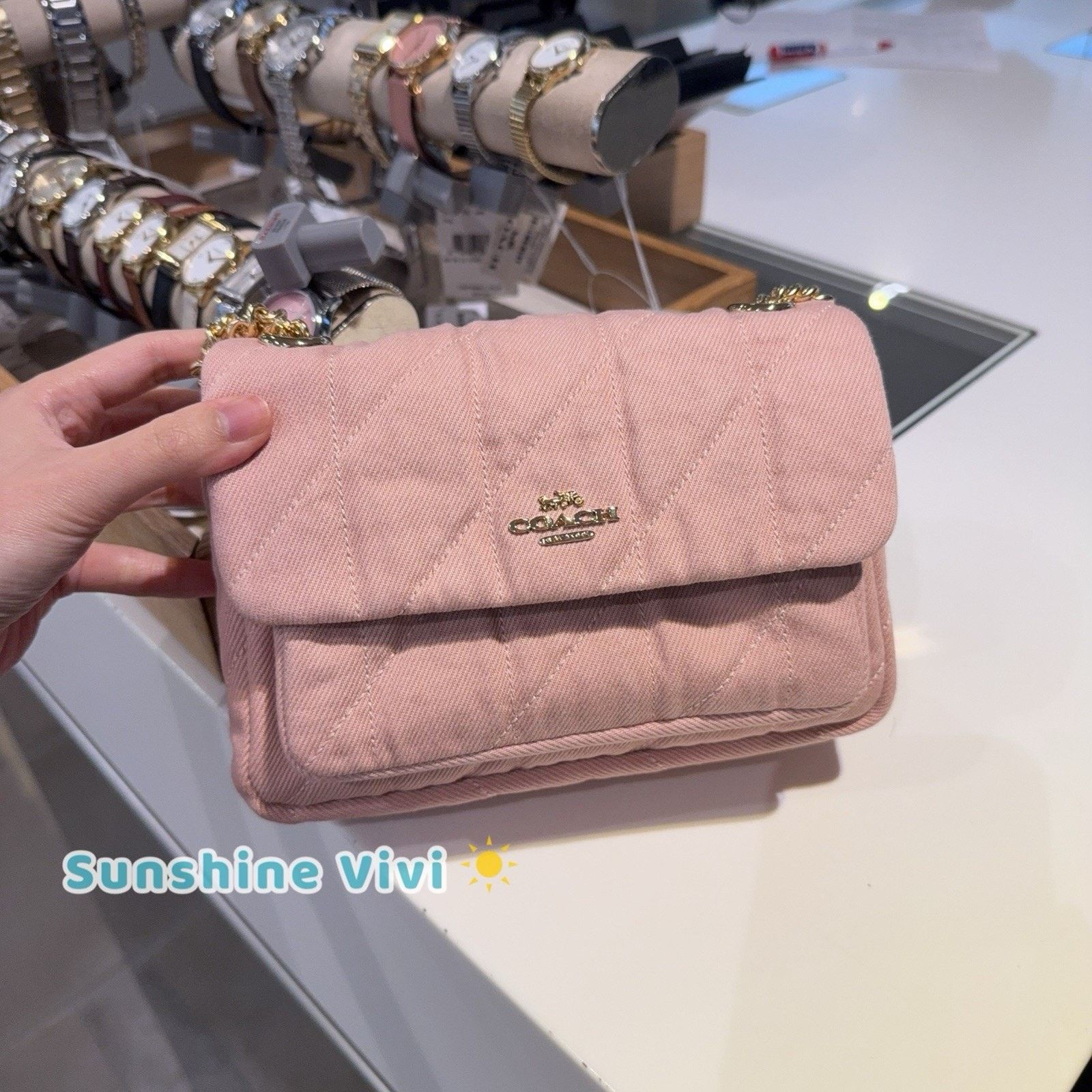 Coach NWT Coach Elodie Crossbody Bag 18 Denim CEU17 Light Pink Size ONE SIZE - 1 Thumbnail