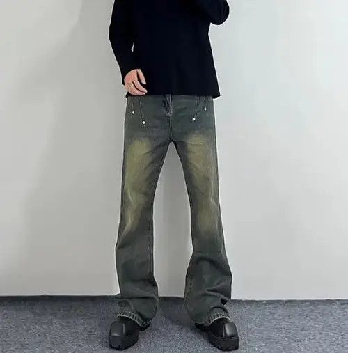 Japanese Brand × Jean Vintage distressed studded wide-leg jeans Size US 32 / EU 48 - 1 Thumbnail