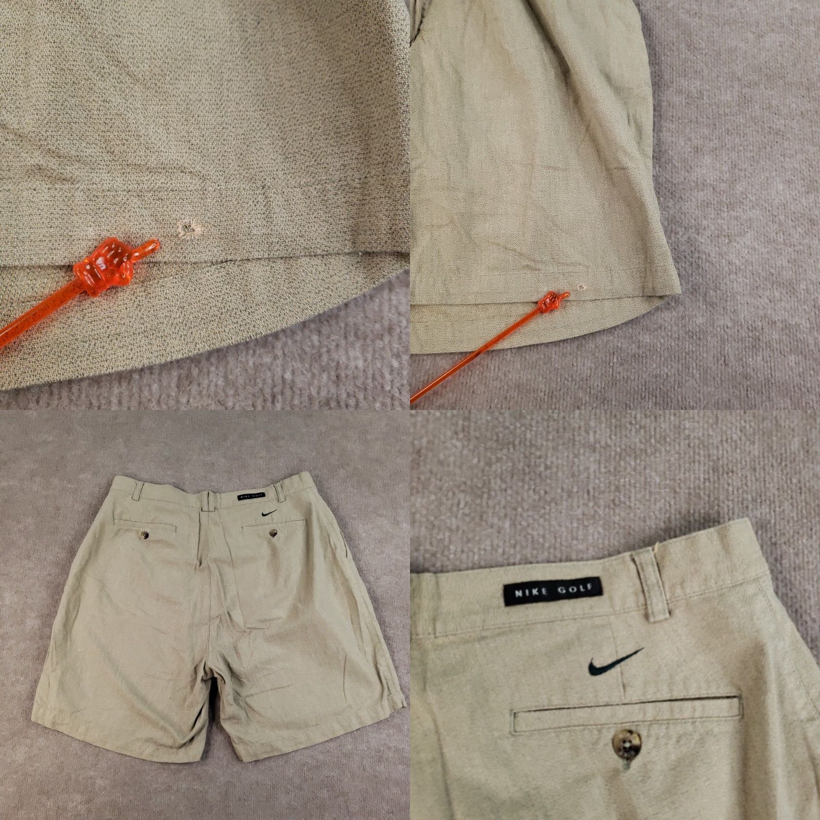 Nike VINTAGE Nike Golf Shorts Mens 35 (38 actual) Beige Flat Front Pleated Casual Y2K Size US 35 - 9 Thumbnail