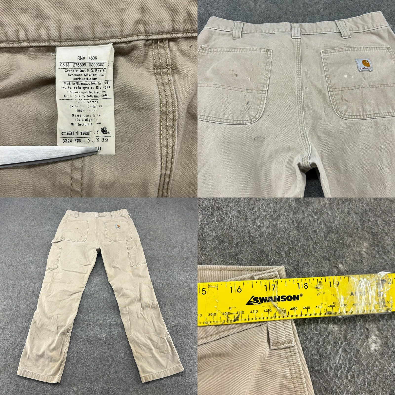 Carhartt VINTAGE Carhartt Pants Mens 36x32 Brown Tan Carpenter Twill Cotton Distressed Size US 36 / EU 52 - 10 Thumbnail