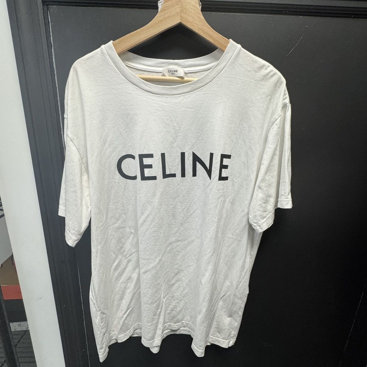 Celine White & Black Logo T-Shirt White