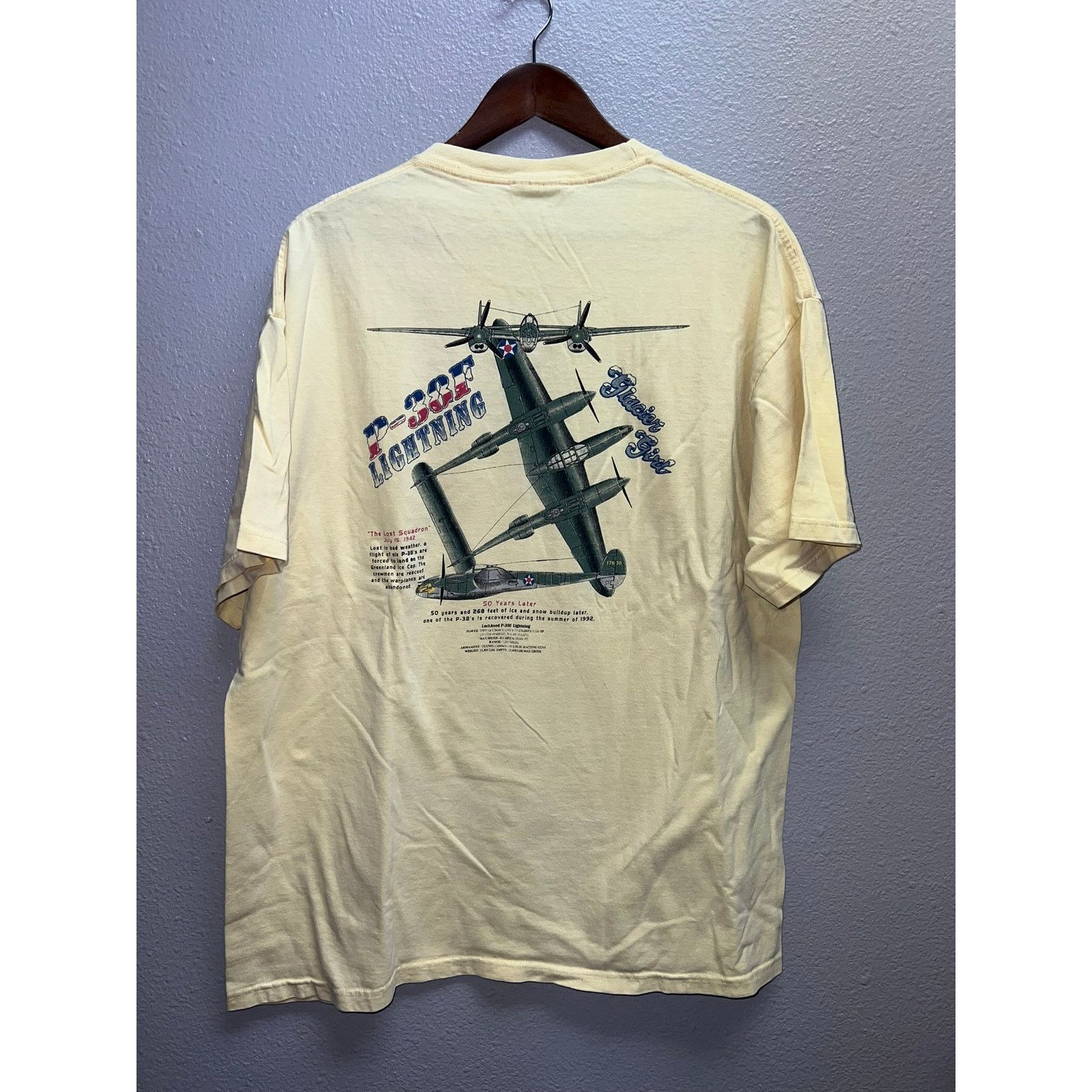 Hanes Vintage P-38F Lightning Shirt Glacier Girl The Lost Squadron Size US XL / EU 56 / 4 - 1 Thumbnail