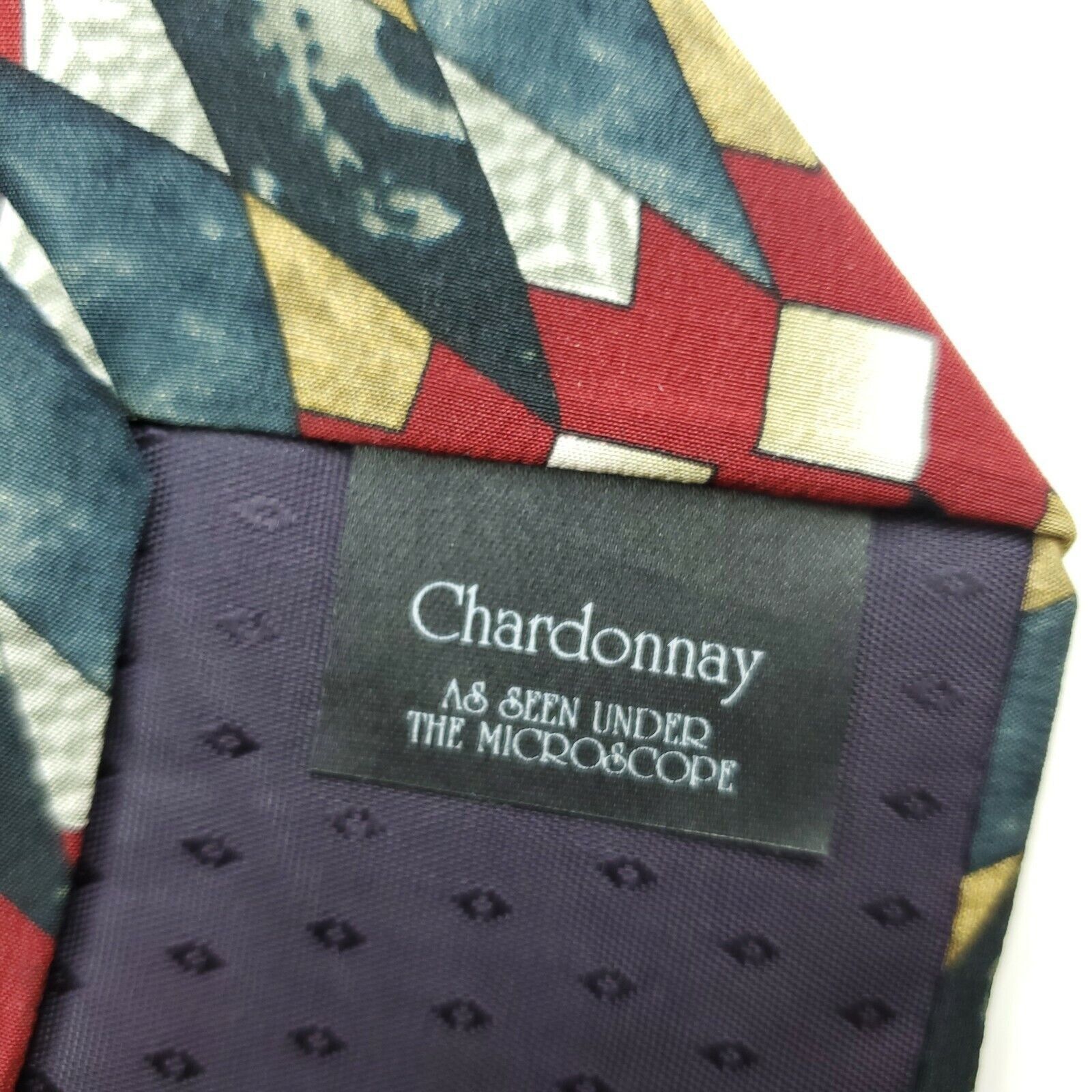 Vintage Cocktail Collection Chardonnay Red Geometric Silk Tie Size ONE SIZE - 4 Thumbnail