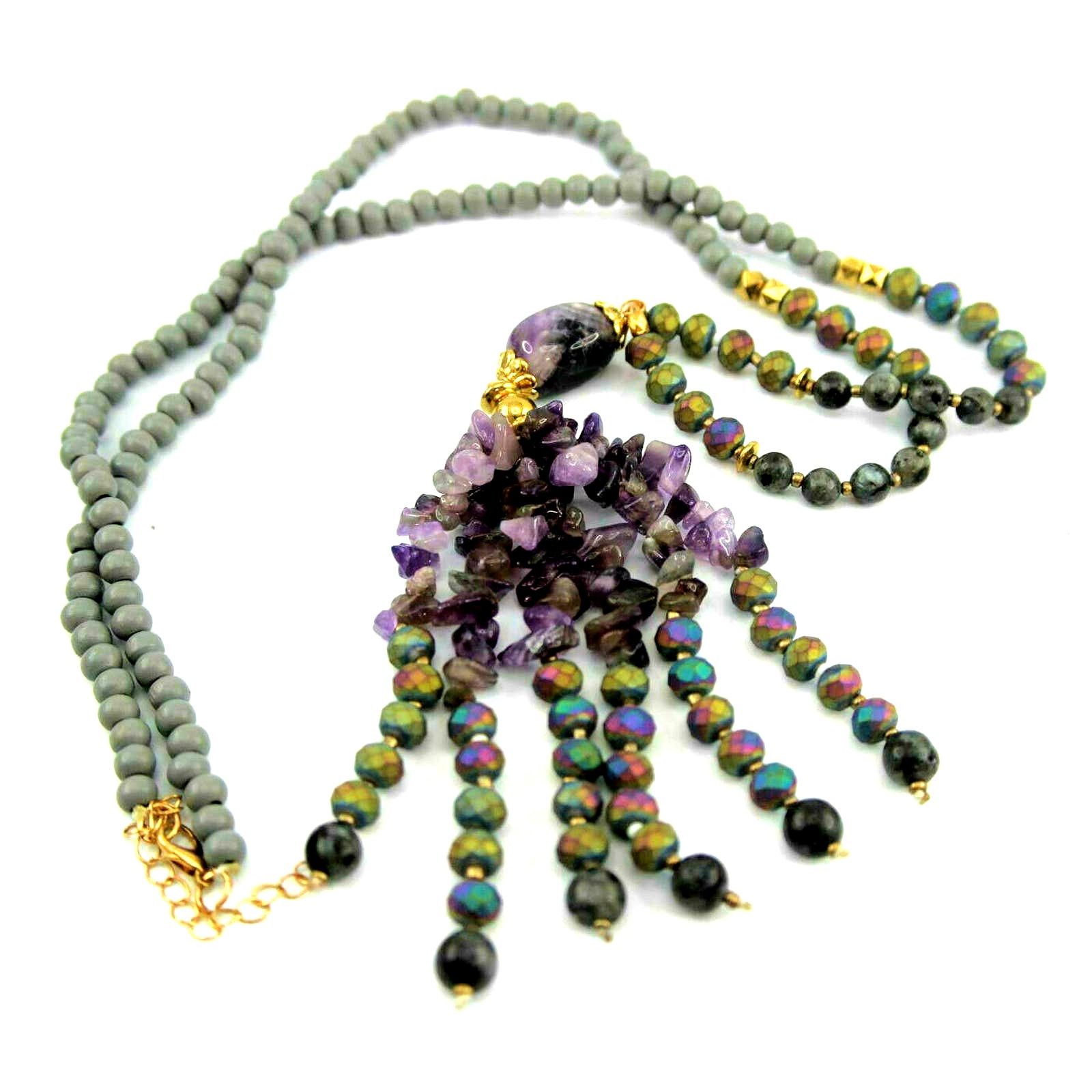 The Unbranded Brand Genuine Amethyst Necklace Multicolor Aurora Borealis Beads Size ONE SIZE - 4 Thumbnail