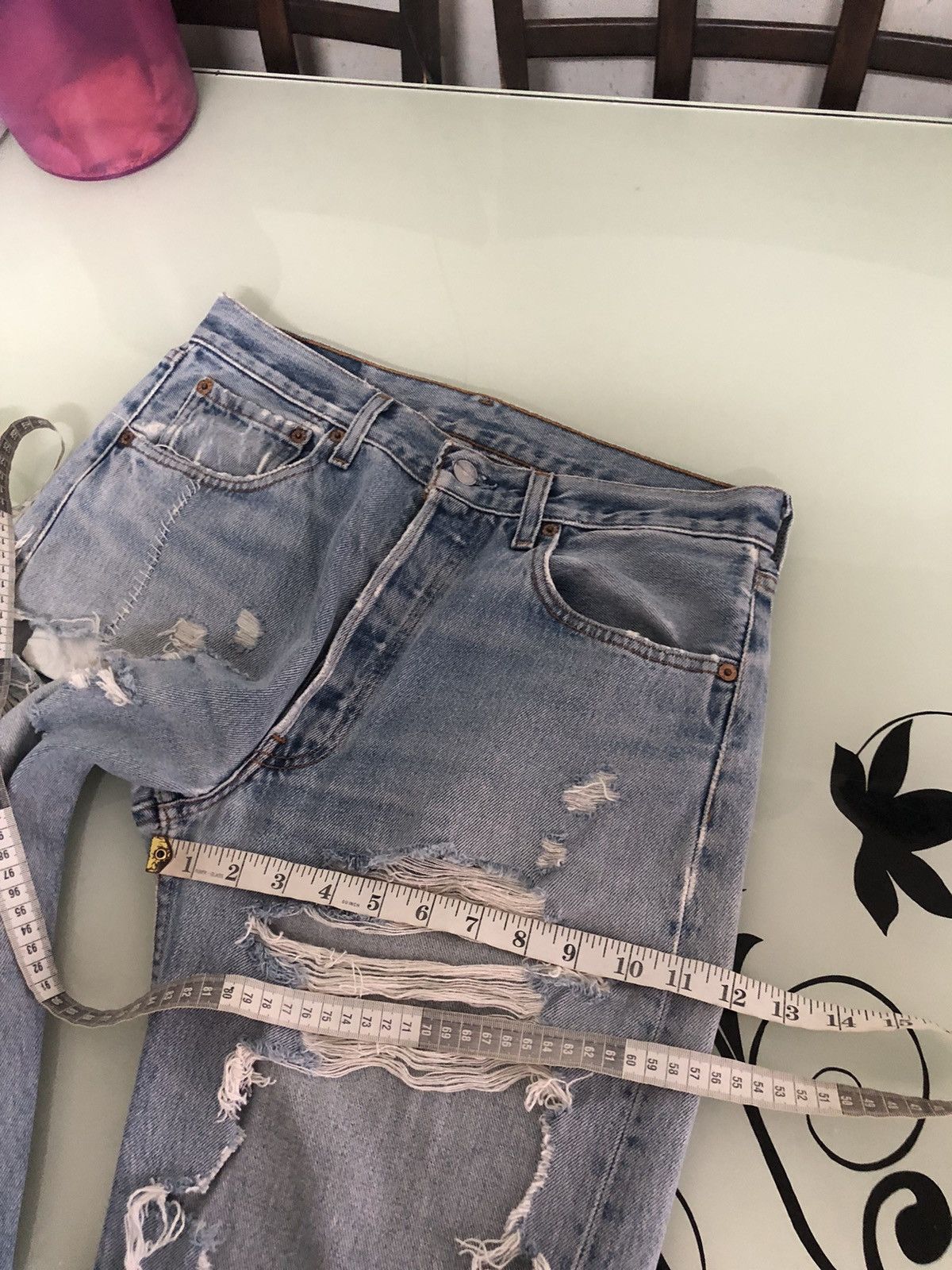 Levi's Kapital Style Vintage 90s Levis 501 Distressed Jeans Size US 30 / EU 46 - 22 Thumbnail
