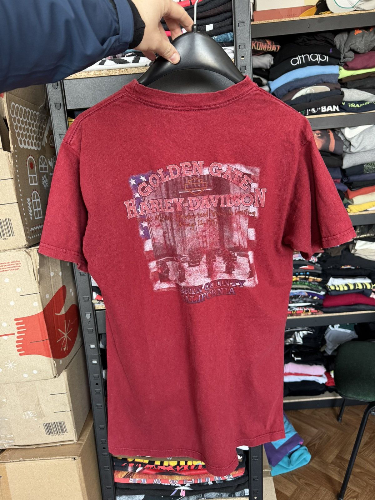 Vintage 00s Harley Davidson red California big logo size L Size US L / EU 52-54 / 3 - 9 Thumbnail