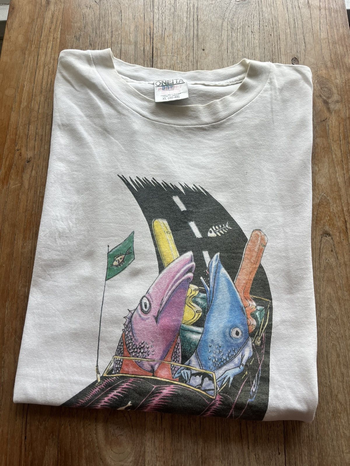 image of Vintage Phish 1993’S Tour Tee Artwork By Pollock in White, Men's (Size XL)
