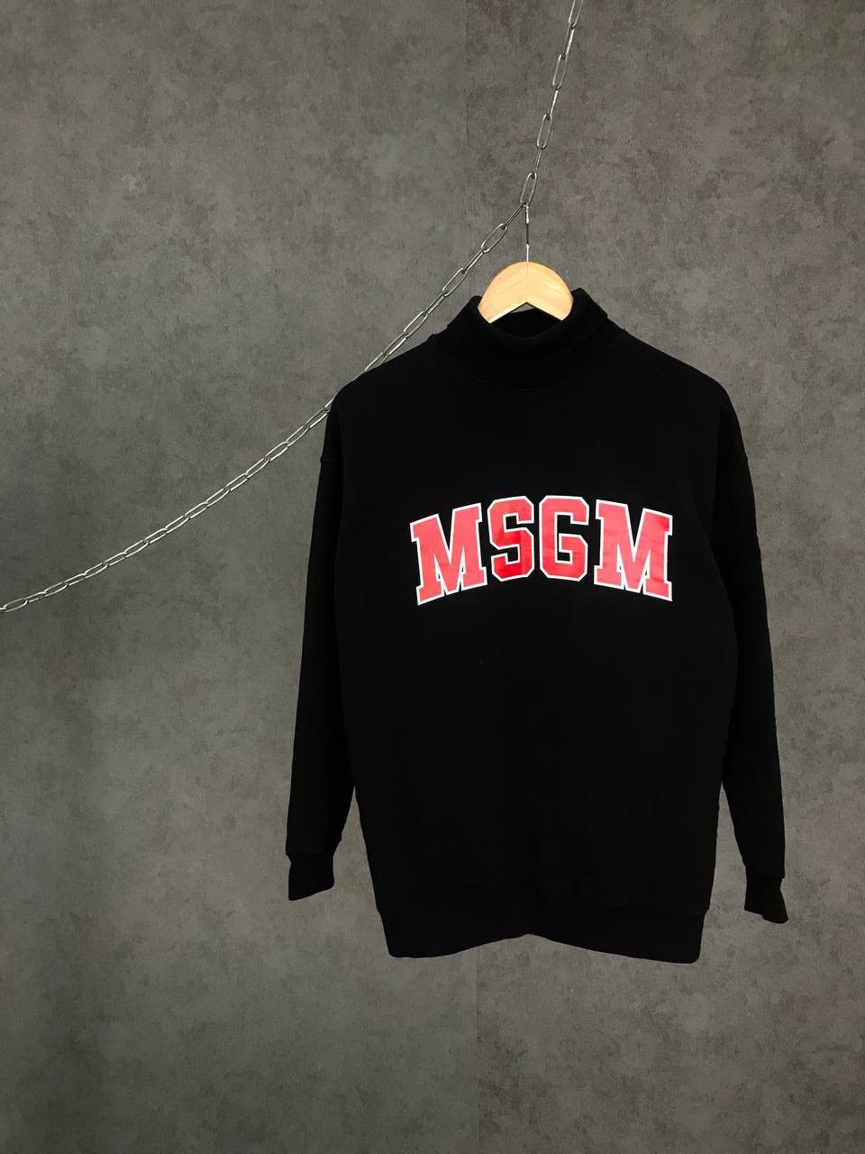 image of Msgm Designer Big Logo Golf Sweatshirt in Black, Men's (Size XS)