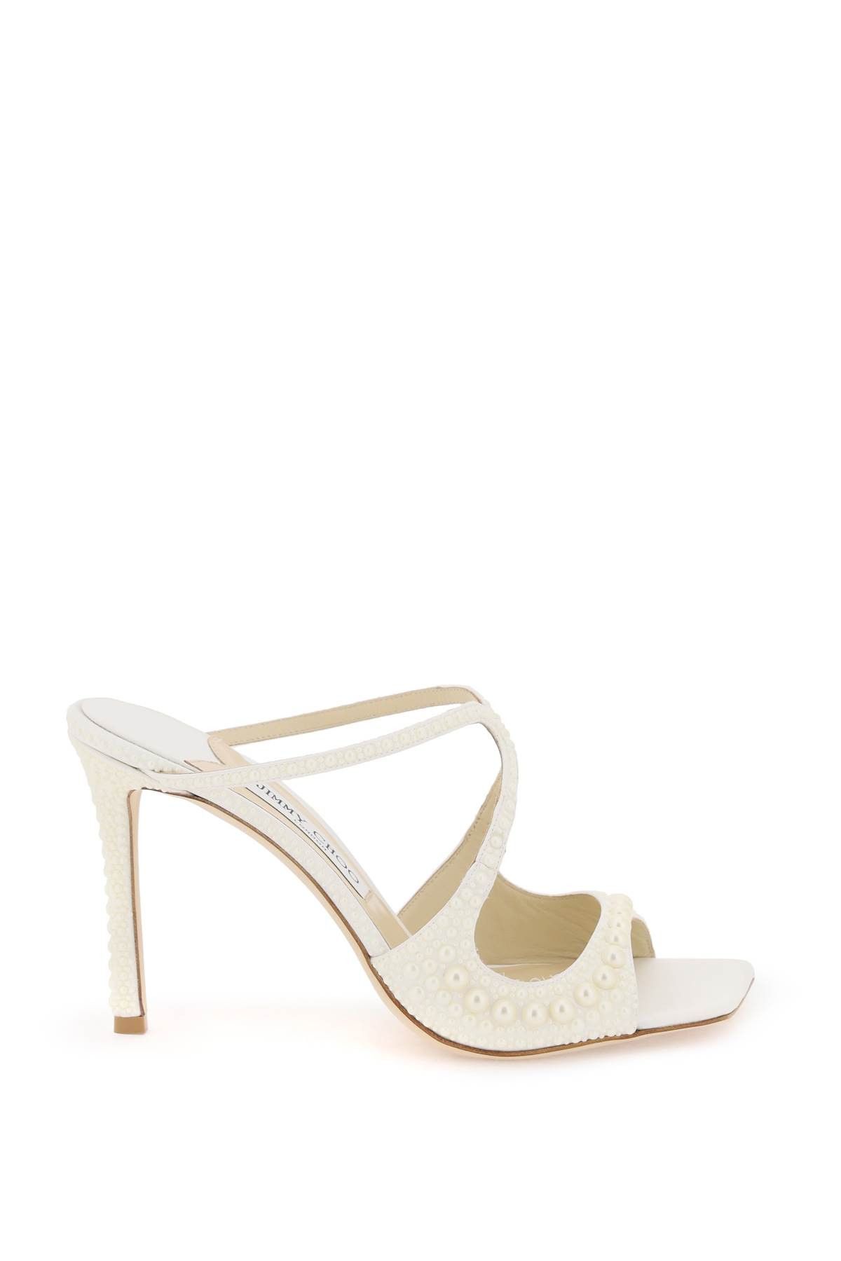 image of Jimmy Choo Anise 95 Mule Shoess Shoes in White, Women's (Size 8)