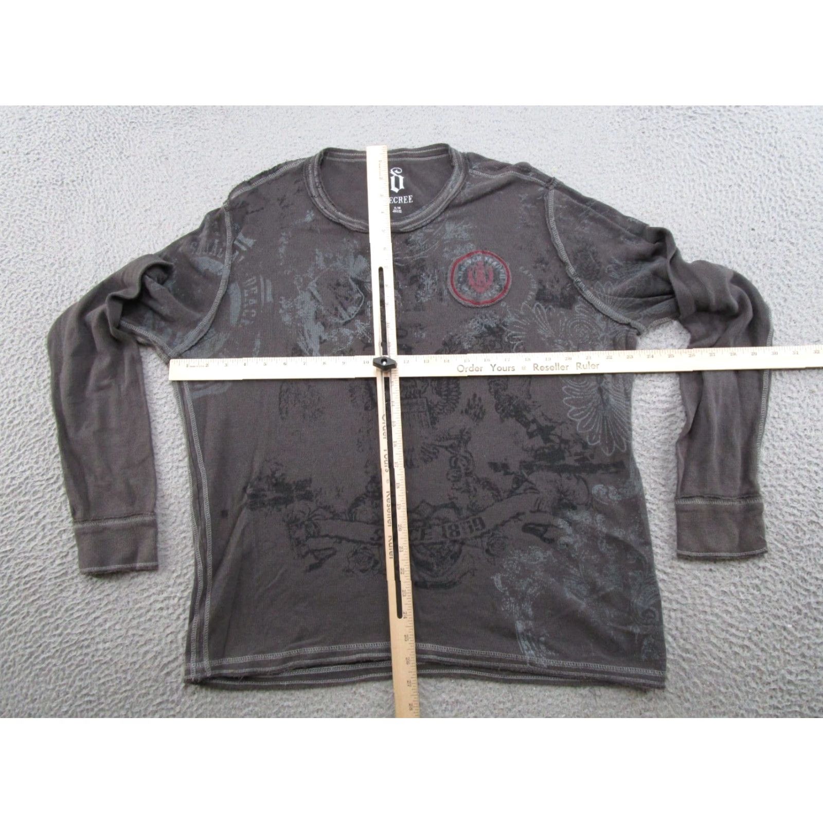 Decree Decree Shirt L/S Henley Thermal Gothic Grunge Gray XL Mens Size US XL / EU 56 / 4 - 3 Thumbnail