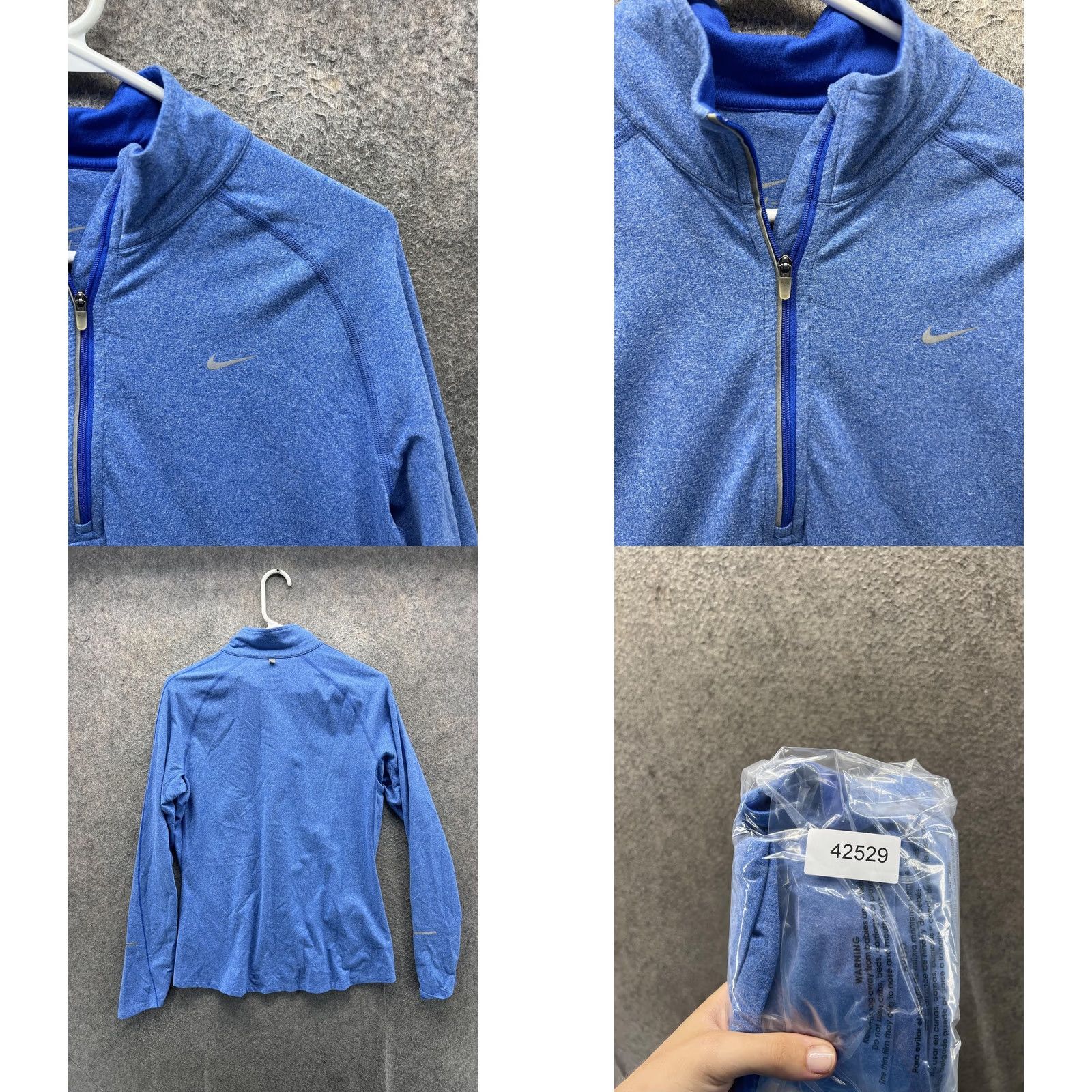 Nike Nike Dri-FIT Pullover Mens Large Blue 1/4 Zip Long Sleeve Running Shirt Top Size US L / EU 52-54 / 3 - 8 Thumbnail